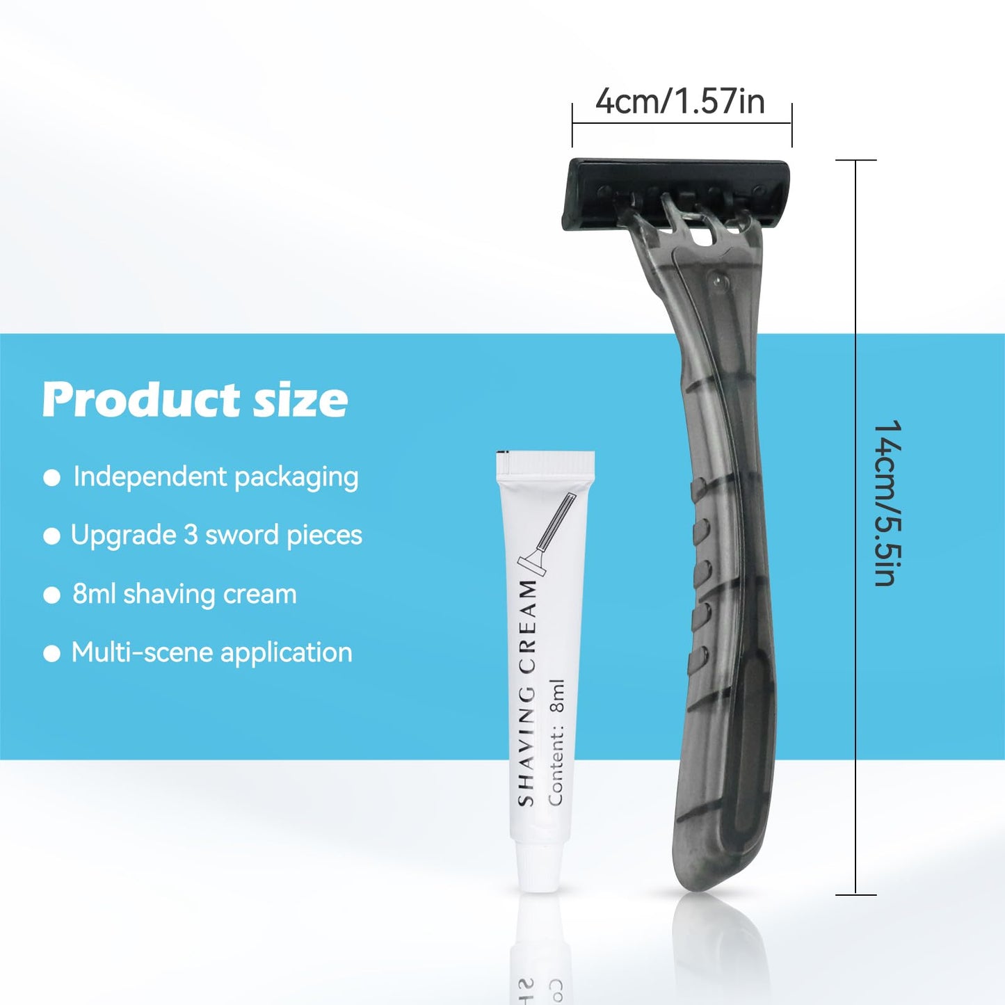 (200 Pcs) Kheoxusa 3 Blade Disposable Razor,Three Blade Disposable Razors,Triple Blade Disposable Razors,Disposable Razors Individually Wrapped,Disposable Razors for Hotel, Airbnb,Homeless,Travel-Grey