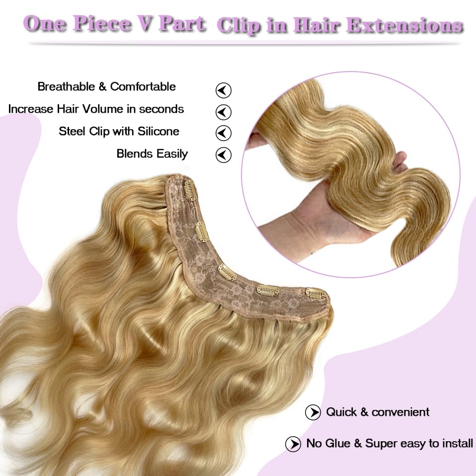 100G Clip in Hair Extensions 22Inch Real Human Hair Balayage Chestnut Blonde to Platinum Blonde Ombre Hair Extensions 3/4 Full Head One Piece Clip Ins V Shape Invisible Curly Clip on Hair Extensions