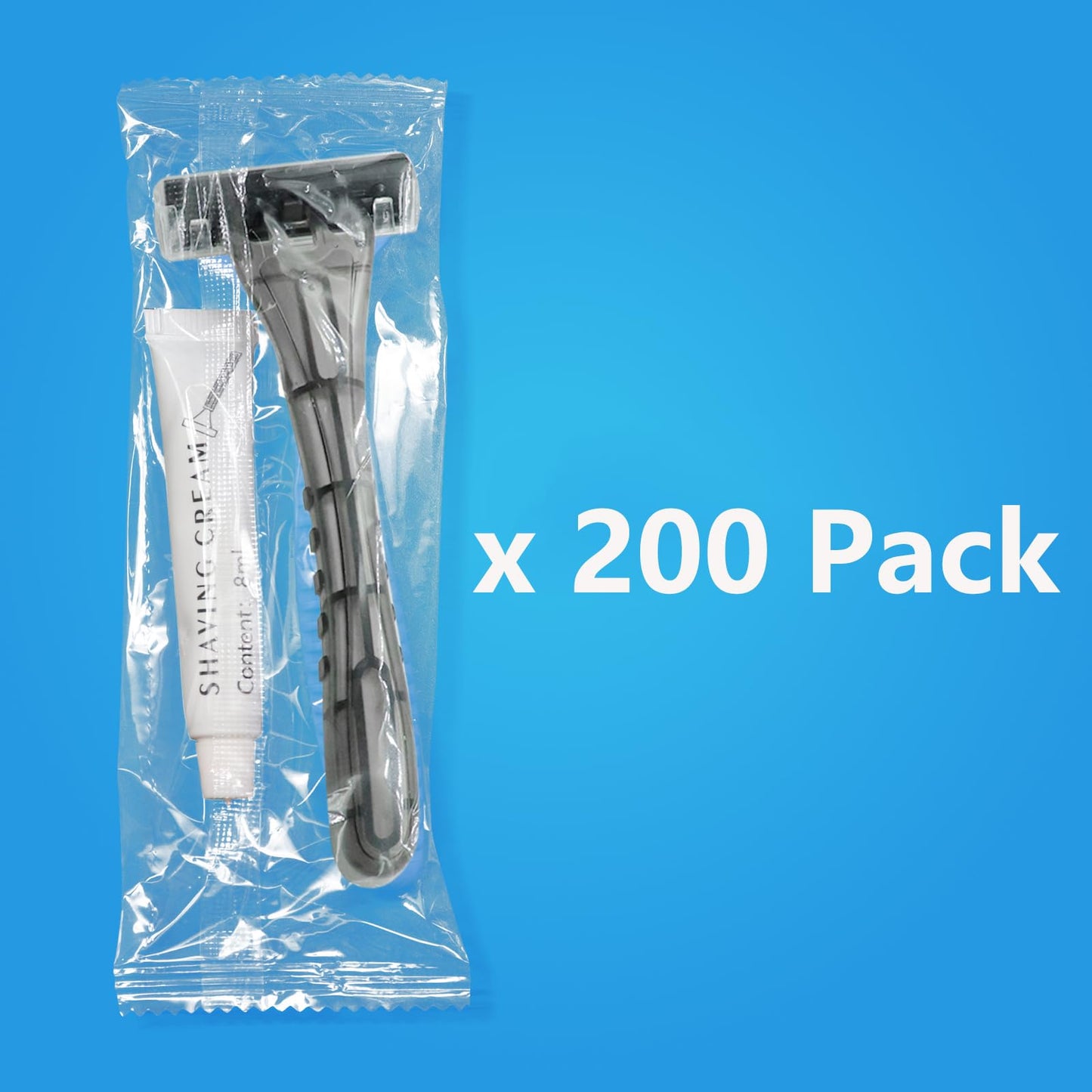 (200 Pcs) Kheoxusa 3 Blade Disposable Razor,Three Blade Disposable Razors,Triple Blade Disposable Razors,Disposable Razors Individually Wrapped,Disposable Razors for Hotel, Airbnb,Homeless,Travel-Grey