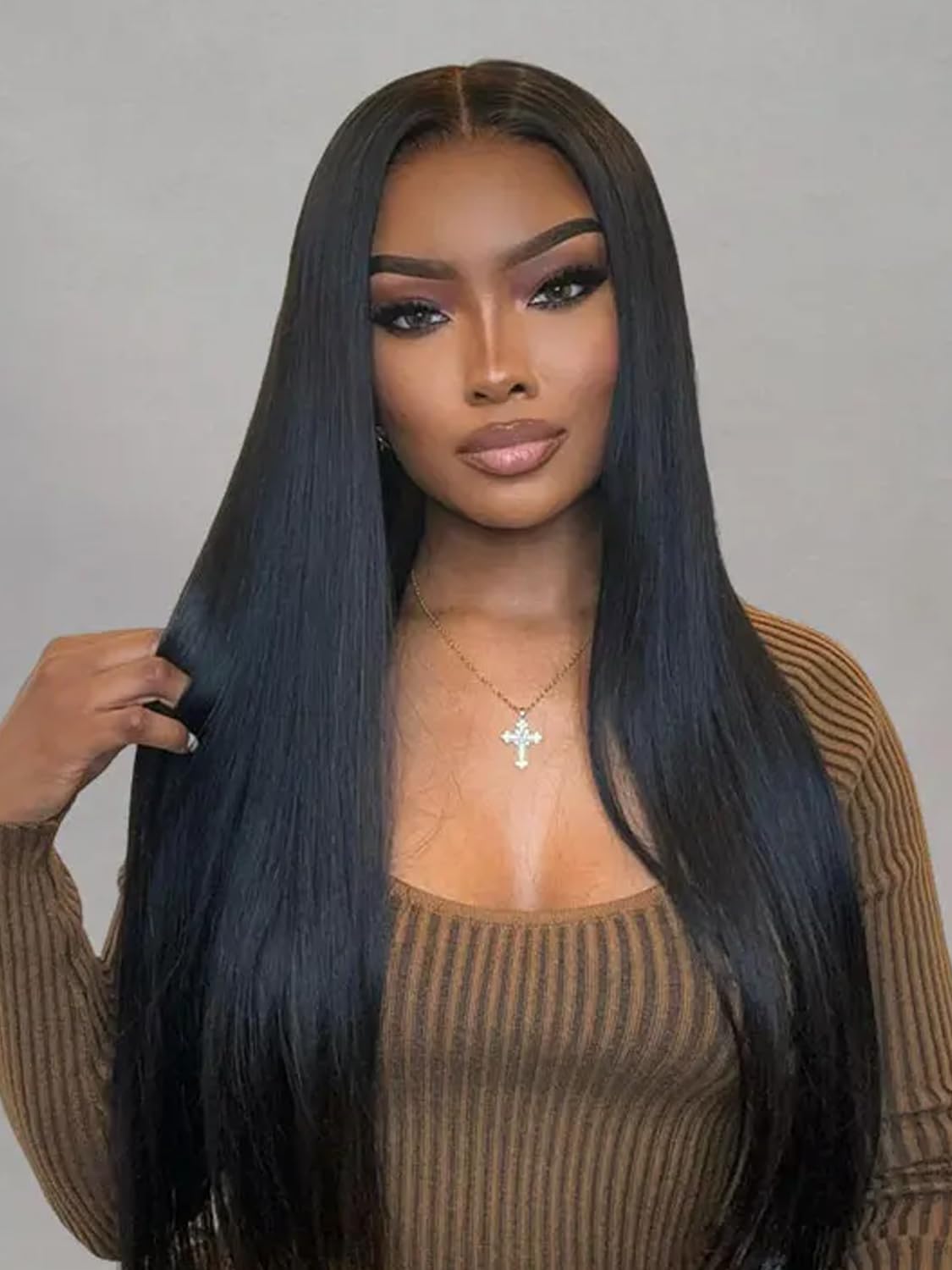 Eubeauty 2 by 6 Kim K Glueless Wigs Human Hair Pre Plucked Easy Cut 22 Inch Middle Part Preference Closure Wig Human Hair 180% Wear and Go Human Hair Wigs for Black Women