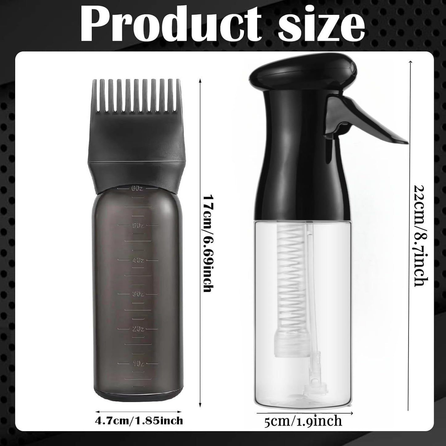 Zicotour Continuous Hair Spray Bottle and Root Comb Applicator Bottle Hair Oil Applicator Water Mister for Hairstyling