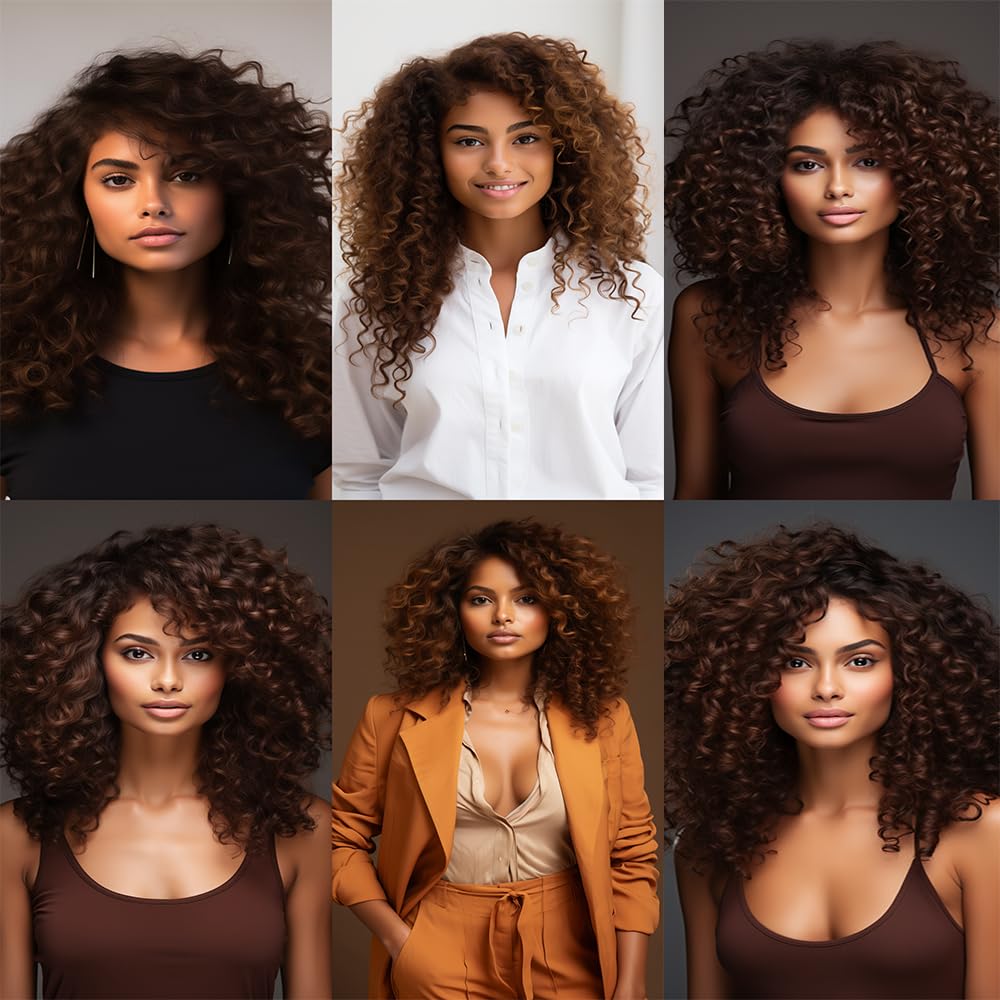 #4 Dark Brown Deep Curly Weave Bundles Human Hair Chocolate Brown Kinky Curly Bundles Double Weft Brazilian Remy Hair Extensions Wet and Wavy Bundles Silky Soft for Black Women(26 26 26 Inch)