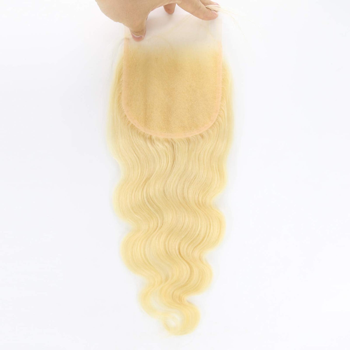 ZigZag Hair Blonde #613 5x5 Lace Closure Body Wave Brazilian Virgin Human Hair Bleached Knots Pre Plucked Natural Hairline Closure (16inch,#613)