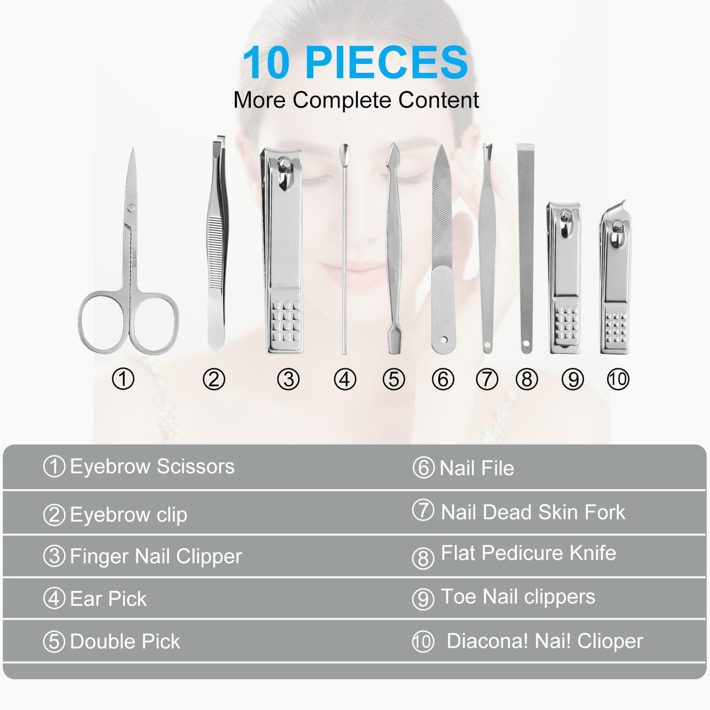 10 Piece Nail Kit, Manicure Kit, Nail Care Kit for Women, Manicure Pedicure Set, Nail Clippers Toenail Clippers Kit, Professional Manicure Kit Pedicure Kit, with Luxurious Travel Case - Black