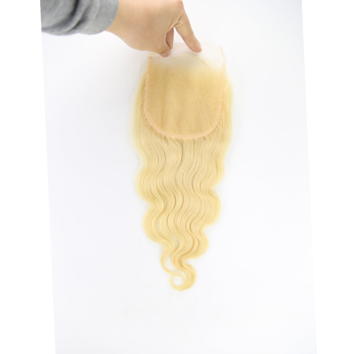 ZigZag Hair Blonde #613 5x5 Lace Closure Body Wave Brazilian Virgin Human Hair Bleached Knots Pre Plucked Natural Hairline Closure (16inch,#613)