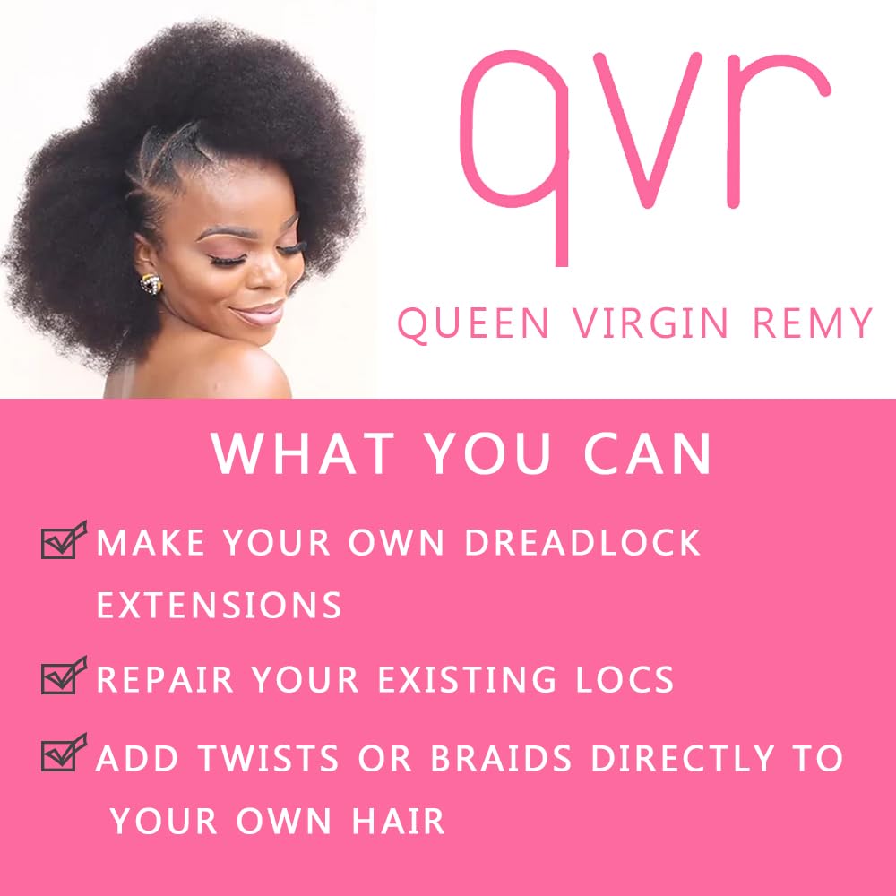 QVR Afro Kinkys Bulk Human Hair Braiding for Lock Repairs, Dreadlock Extensions, Twists Highlight Color