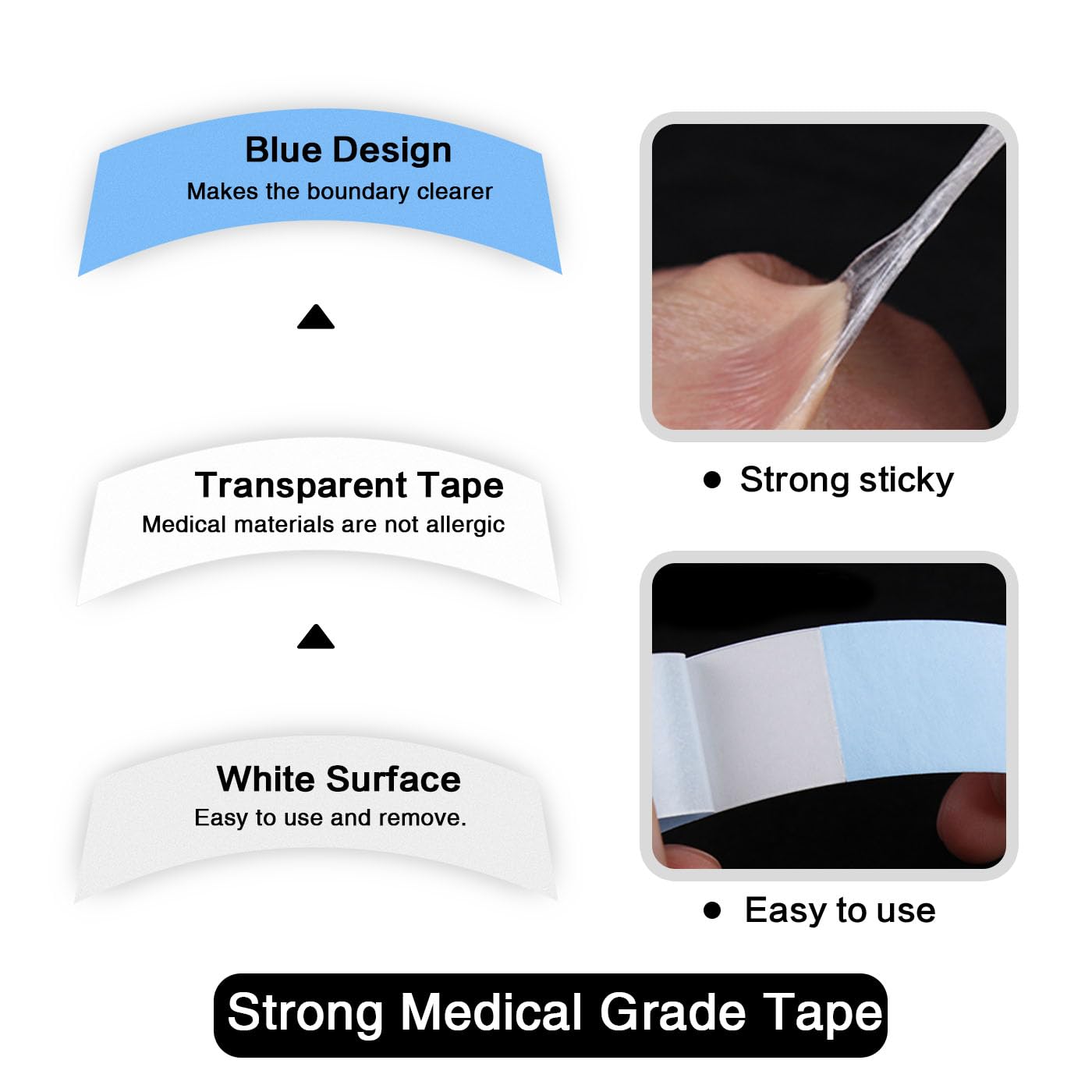 Yunle Lace Front Wig Tape Double Sided Wig Tape for Lace Wigs 54 PCS Strong Adhesive Tape Waterproof Lace Tape for Wigs Toupee Hairpiece Blue 1/2