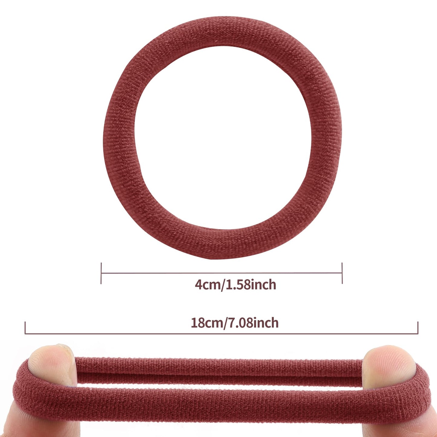 100 Pcs Thick Seamless Hair Ties, Ponytail Holders Hair Accessories No Damage for Thick Hair, Christmas Accessories Gifts(Red Theme Colors)