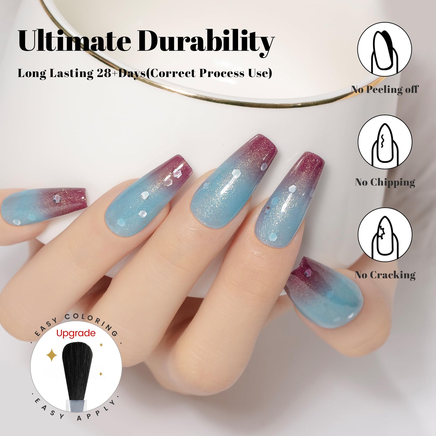 YTD Likomey Color Changing Gel Nail Polish,HEMA Free TPO Free,15ml Turquoise To Deep Purple Shimmer Glitter Mood Temperature Change Colors,Spring Summer Thermal Ombre Manicure Varnish,WB431