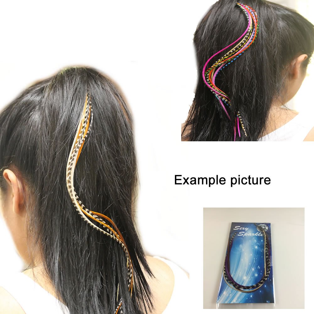 (Seven Feather) 7"-10 Pink,black & Grizzly Feathers Only Salon Quality Feathers!7 Feathers
