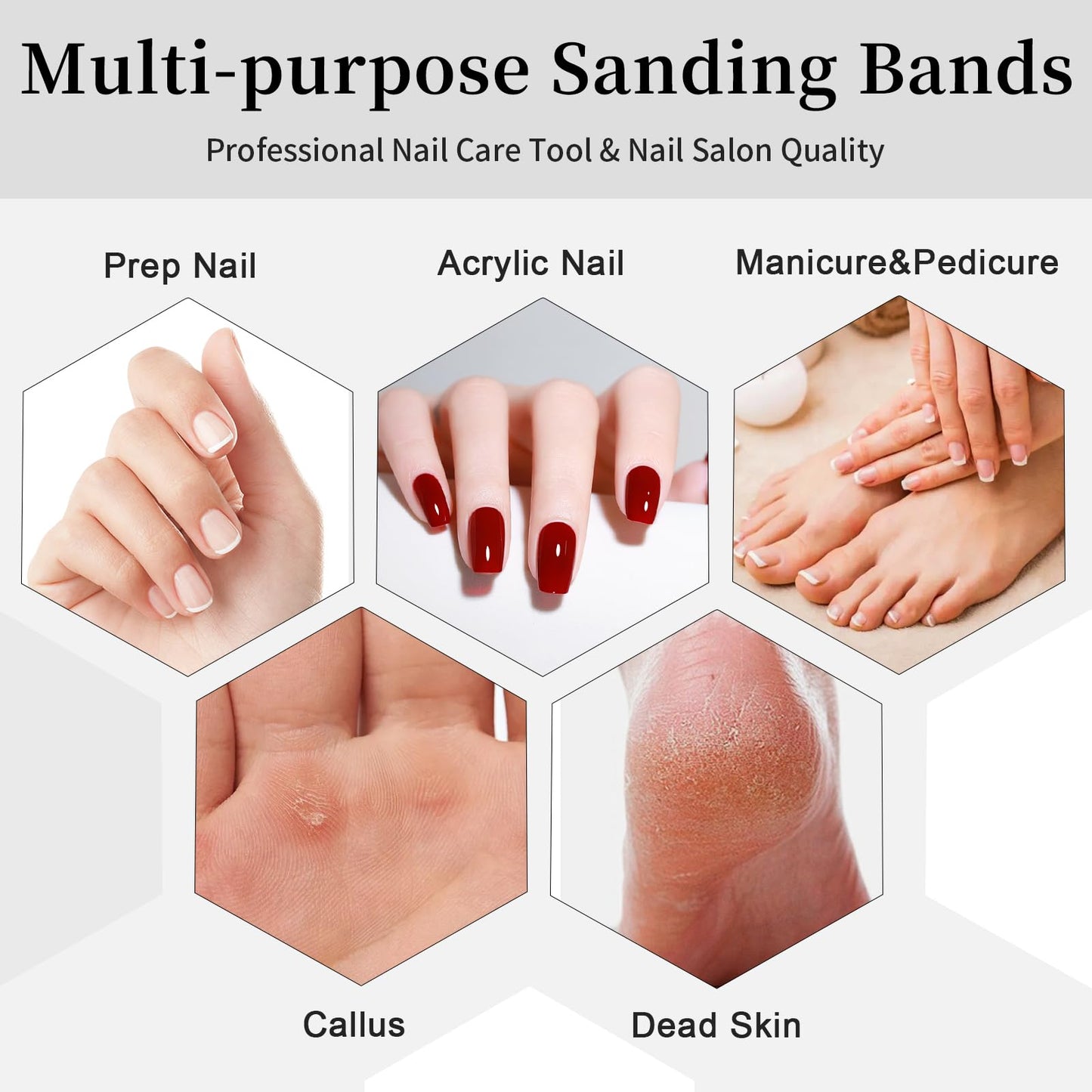 100pcs 240 Grit Small Sanding Bands for Nail Drill with 2pcs 3/32’’ Upgrade Mandrels Bits, Mini Sanding Bands for Nail Drill for Manicure Nail Salon and Nail Enthusiasts Use, White