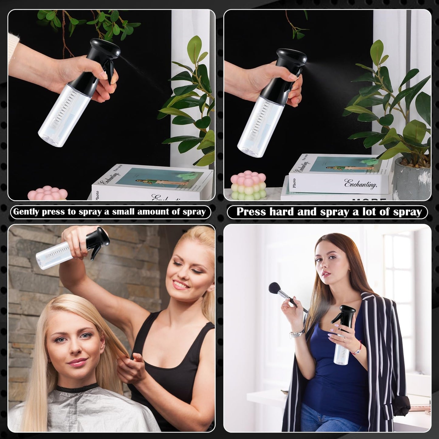 Zicotour Continuous Hair Spray Bottle and Root Comb Applicator Bottle Hair Oil Applicator Water Mister for Hairstyling