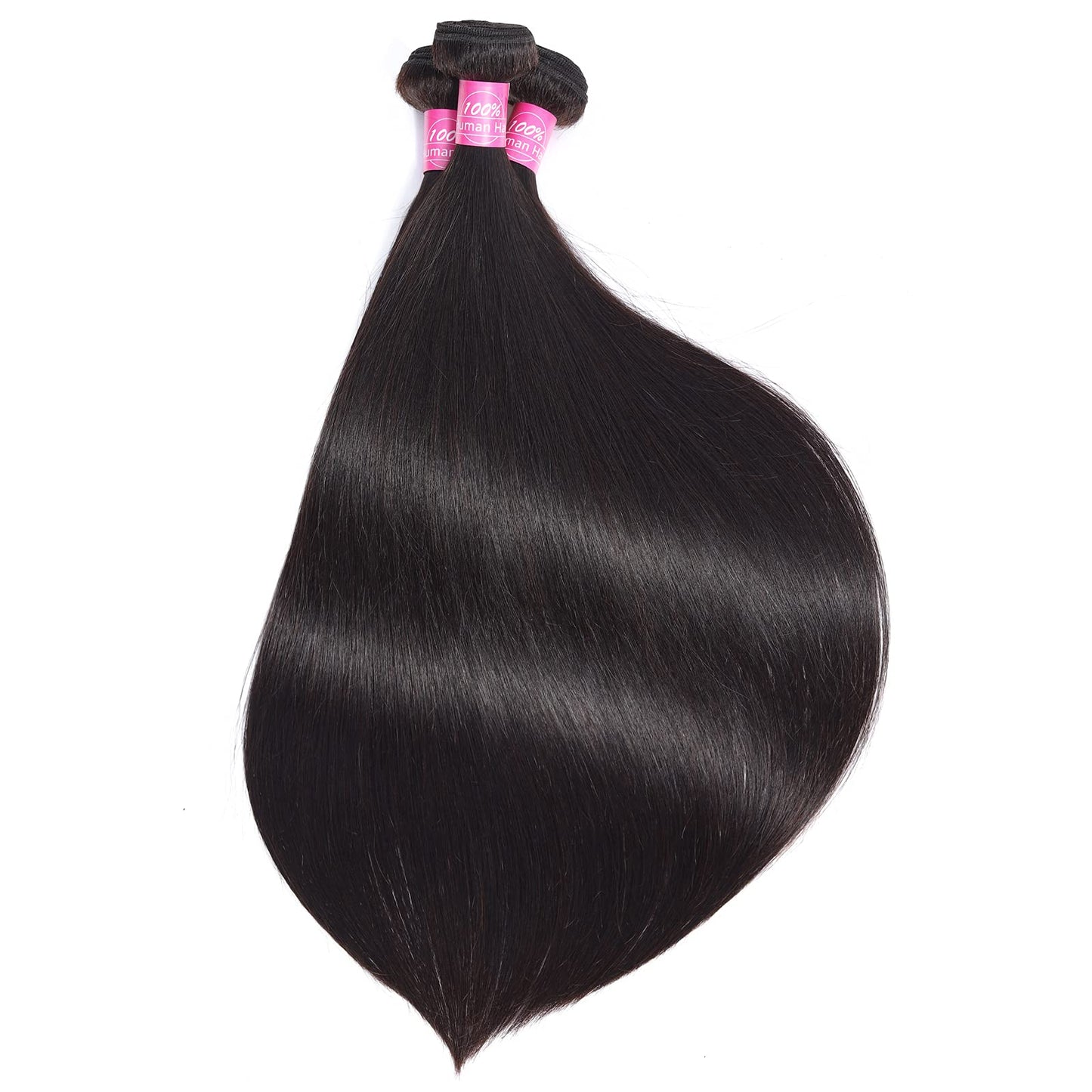Peruvian Straight Human Hair Bundles with Closure(16 18 20+12) Unprocessed Virgin Human Hair 3 Bundles with Closure 10A Straight Hair Weave Bundles with Lace Closure Natural Color