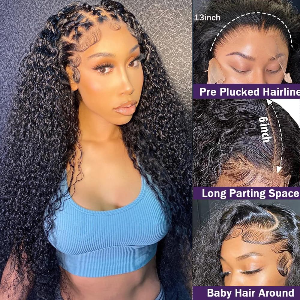 Zhengshuo 13x6 Lace Front Wigs Human Hair Water Wave Hd Lace Front Wigs Human Hair for Black Women Pre Plucked with Baby Hair 180% Wet and Wavy Human Hair Wigs (24 Inch, water wave wig)
