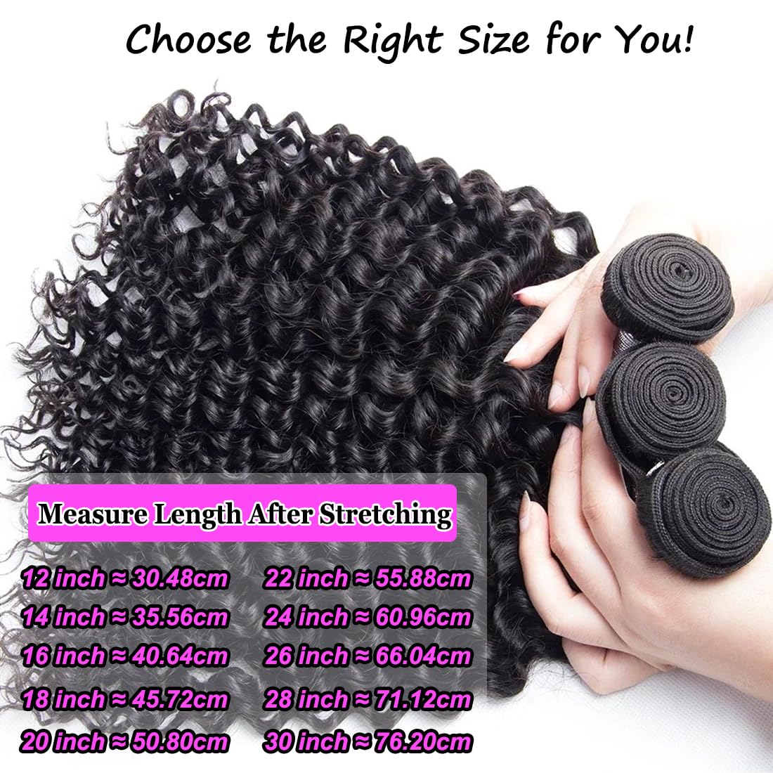 Deep Wave Human Hair Bundles 18 20 22 Inch Deep Curly Bundles Human Hair 100% Unprocessed Brazilian Virgin Weave 3 Bundles Wet and Wavy Human Hair Bundles Double Weft Water Wave Bundles Natural Black