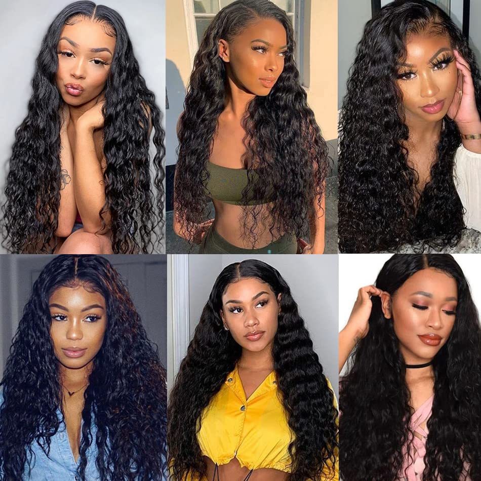 #1B Deep Curly Bundles Human Hair Color 1B Kinky Curly Bundles 8a Grade Double Weft Brazilian Remy Hair Weave Extensions Wet and Wavy Bundles Soft Silky for Black Women (26 28 30 inch,3 Bundles)