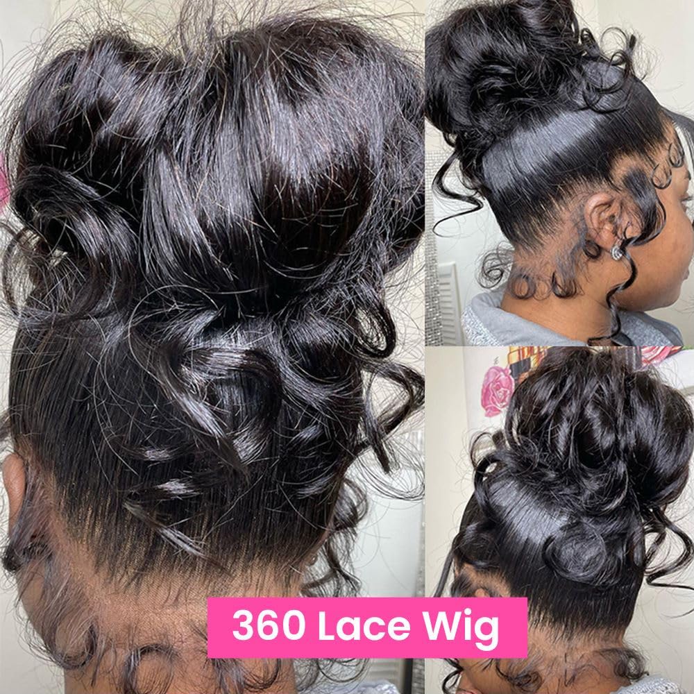 360 Lace Front Wigs Human Hair With Baby Hair Body Wave HD Lace Front Wigs Human Hair 200% Density 360 Lace Front Wigs For Women Brazilian Virgin Human Hair Lace Front Wigs Natural Color (18 Inch)