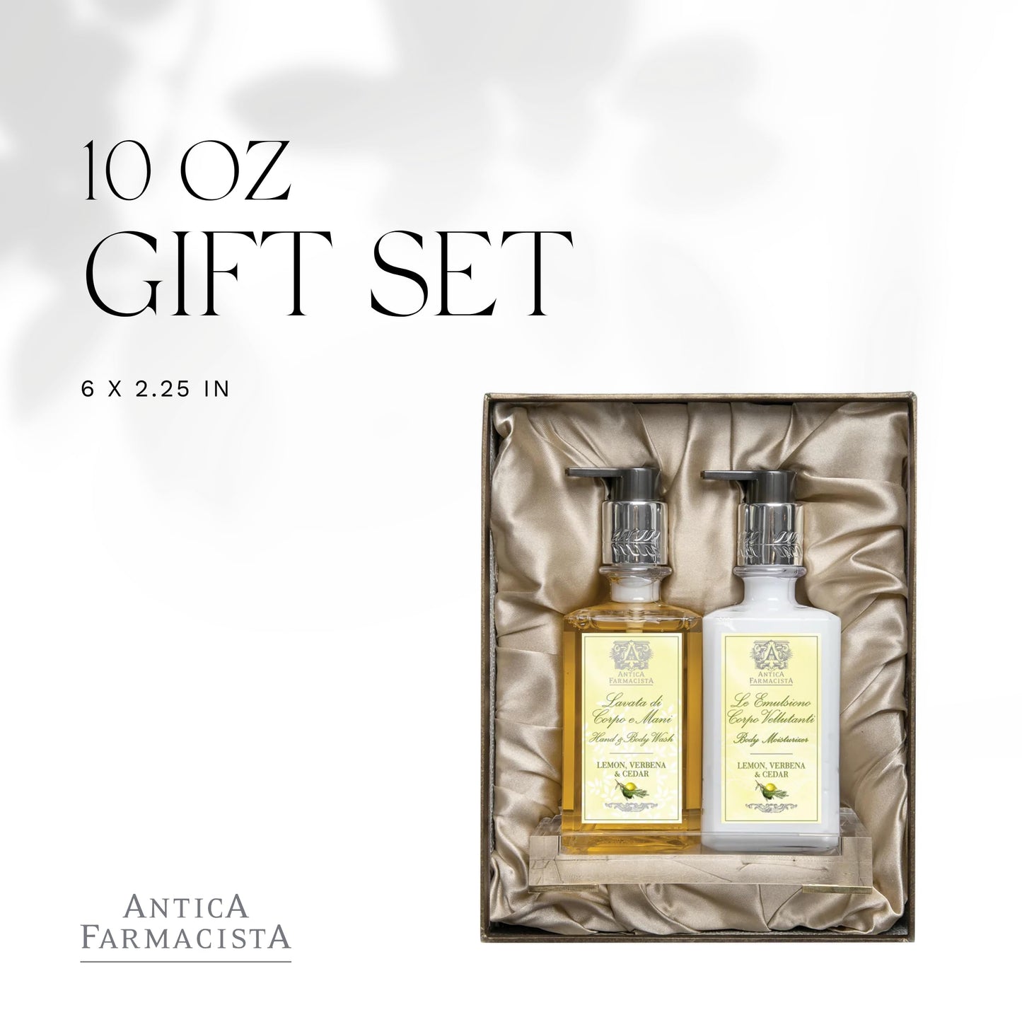 Antica Farmacista Acrylic Bath & Body Gift Set - Includes Body Wash, Body Moisturizer & Acrylic Tray - Holiday Body Care Gift Set for Women & Men - Lemon Verbena & Cedar
