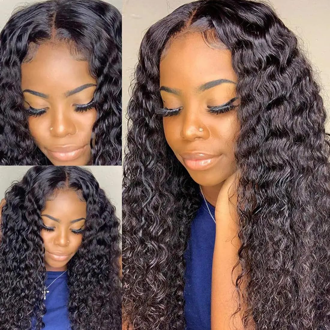 ZHENLISI Water Wave Bundles Human Hair 3 Bundles 10A Brazilian Unprocessed Virgin Human Hair Wet and Wavy Bundle Curly Weave Human Hair Extensions Natural Black 24 24 24 Inch