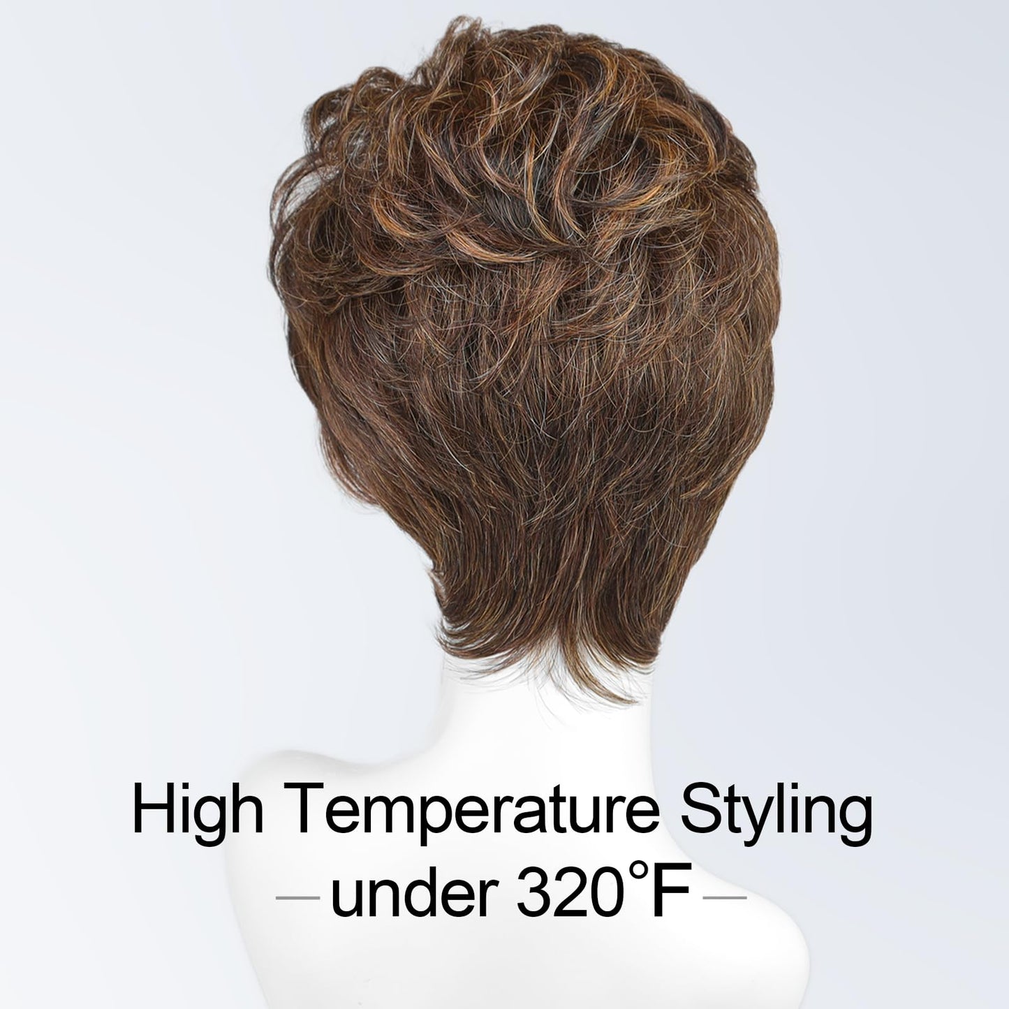 Getshow Mono Top Synthetic Lace Front Wig for Women Short Hair Brown with Highlights