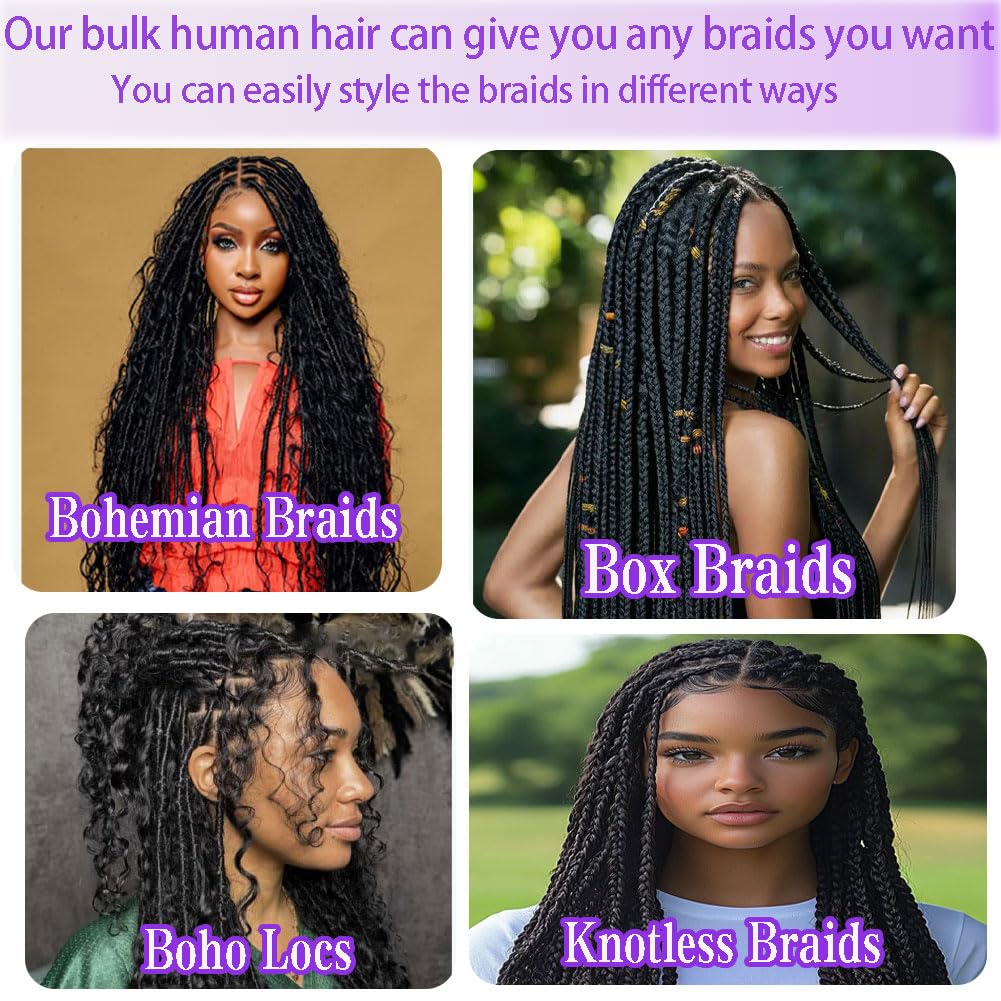 ZFY Human Braiding Hair 150g 22 Inch Deep Wave Bulk Human Hair for Braiding Boho Braids 100% Unprocessed Brazilian Virgin Human Hair Extensions No Weft 3 Bundle/Pack Natural Color