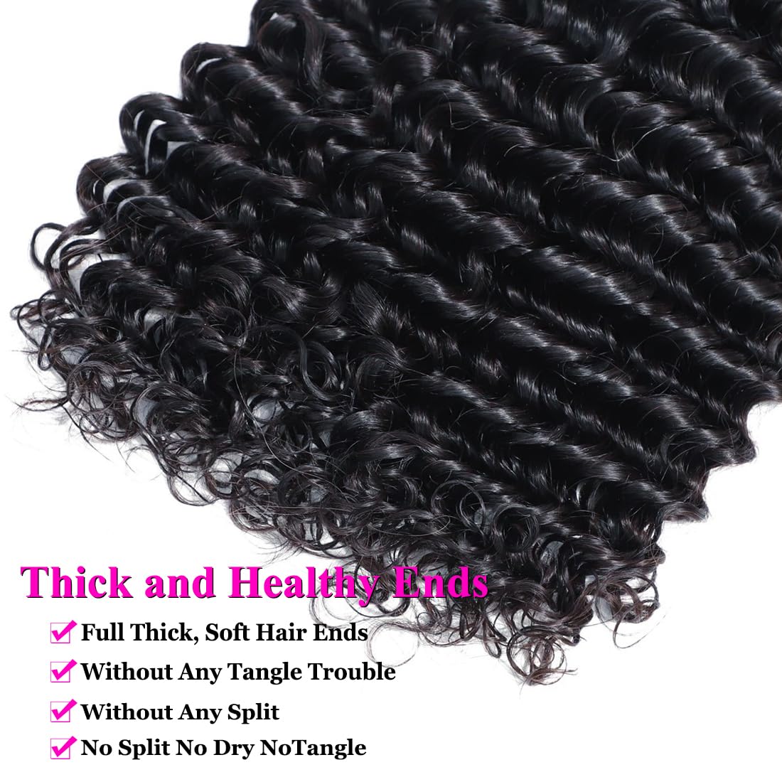 Deep Wave Human Hair Bundles 18 20 22 Inch Deep Curly Bundles Human Hair 100% Unprocessed Brazilian Virgin Weave 3 Bundles Wet and Wavy Human Hair Bundles Double Weft Water Wave Bundles Natural Black