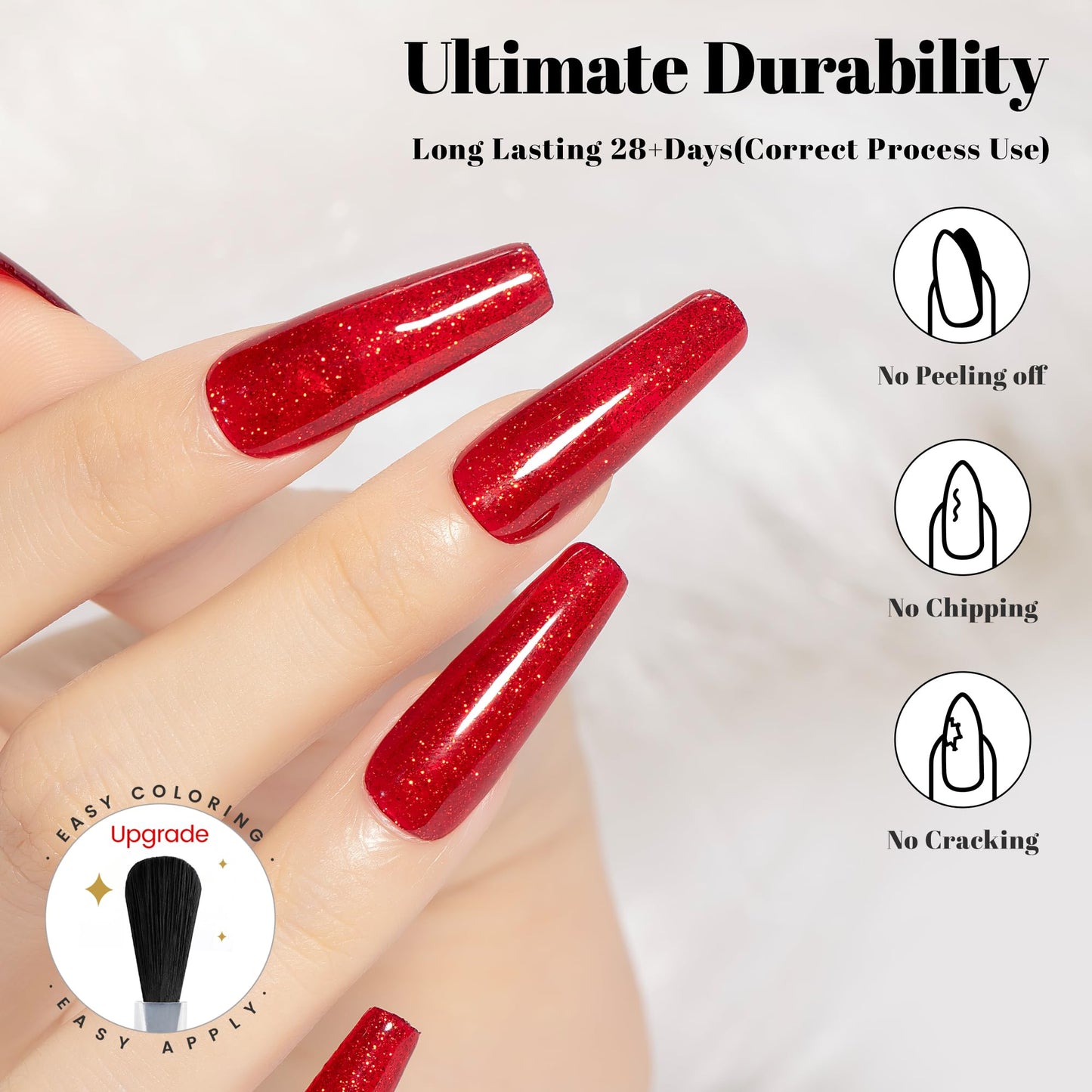 YTD Likomey Gel Nail Polish,15ml Red Glitter UV Nails Gel,Shiny Sparkly Salon Home DIY UV Manicure Nail Art Varnish,SF440