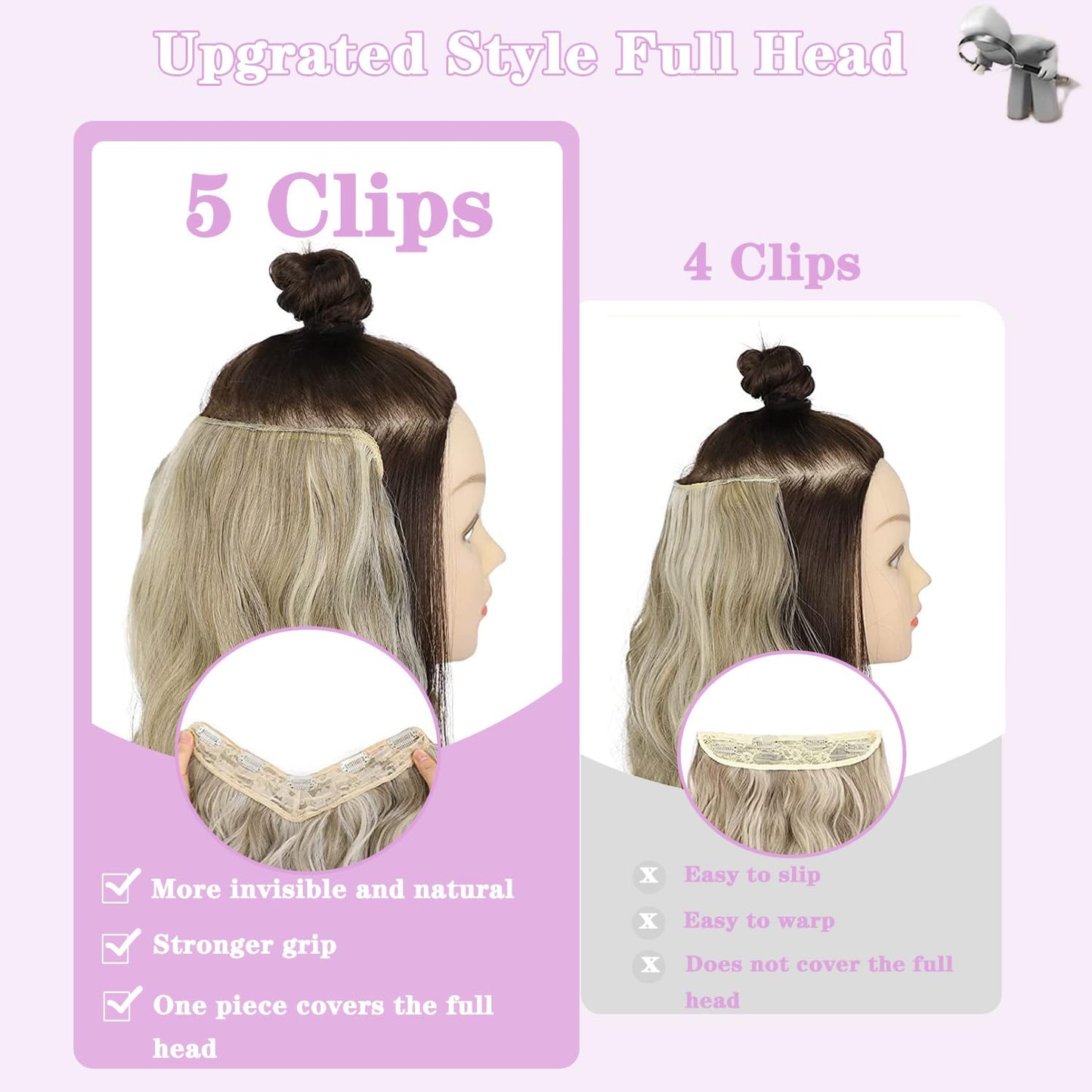 100G Clip in Hair Extensions 22Inch Real Human Hair Balayage Chestnut Blonde to Platinum Blonde Ombre Hair Extensions 3/4 Full Head One Piece Clip Ins V Shape Invisible Curly Clip on Hair Extensions