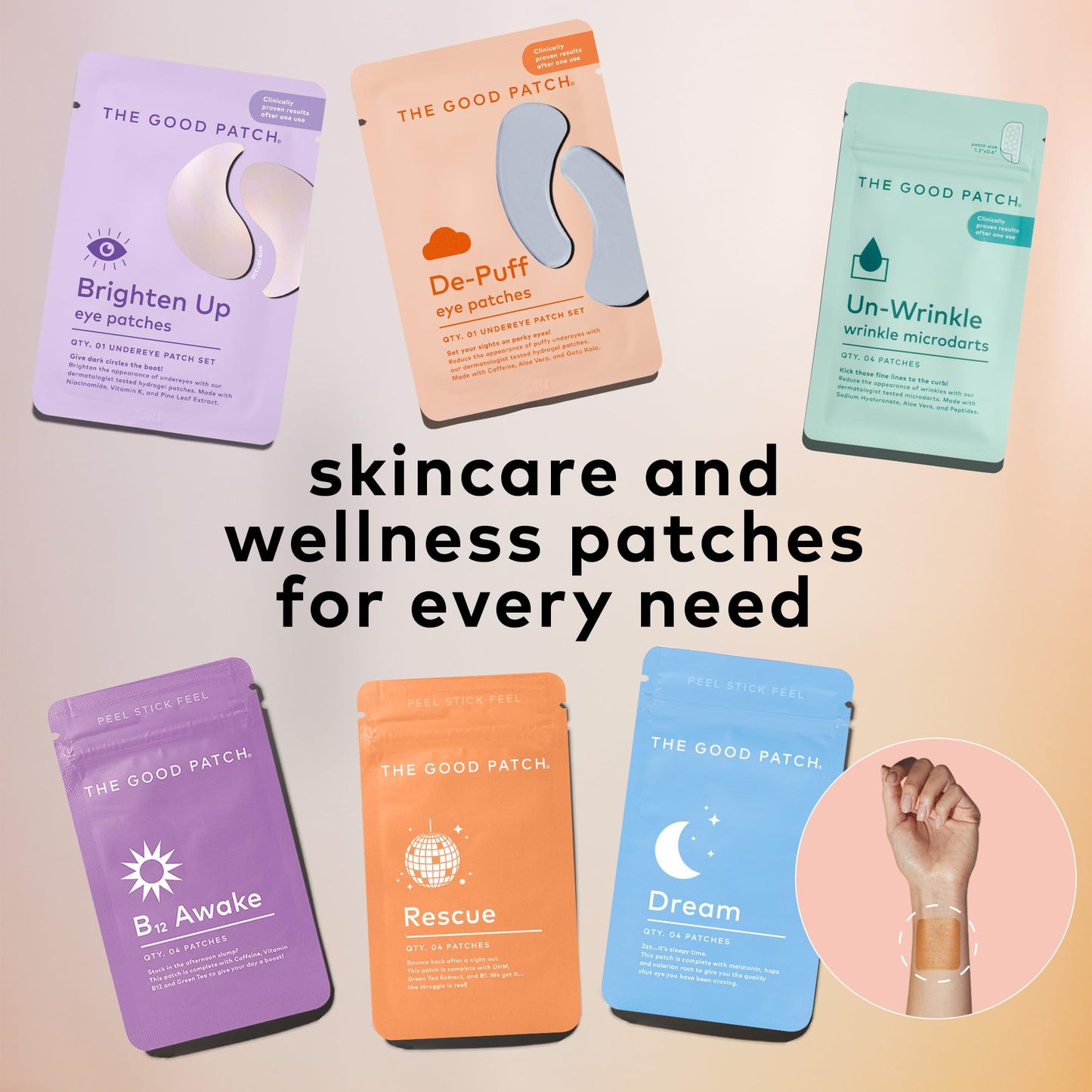 The Good Patch Brighten Up Hydrogel Under Eye Patches for Dark Circles and Puffy Eyes, Made with Niacinamide, Vitamin K, Pine Leaf Extract, Clinically Proven (18 Total Patch Sets)