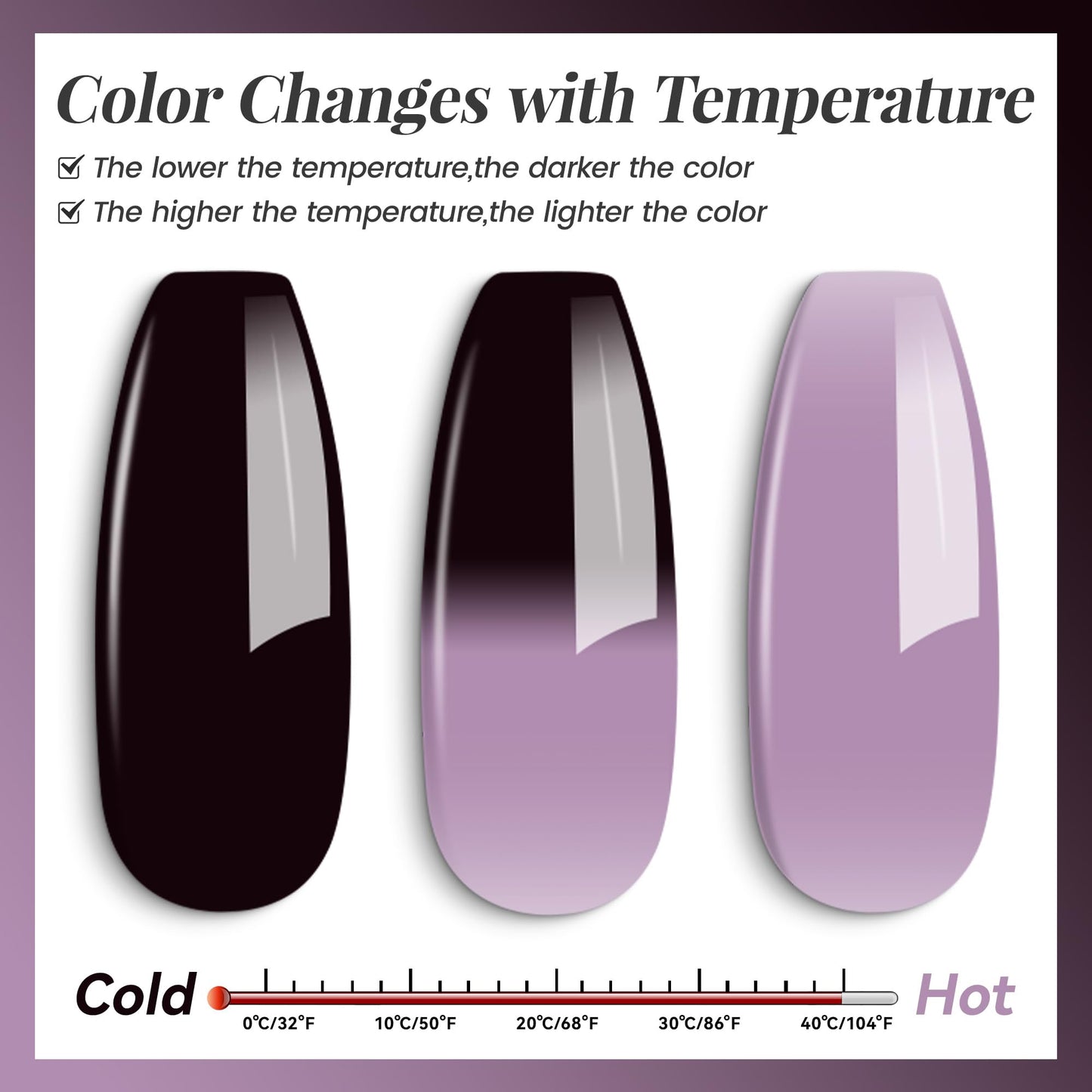 YTD Likomey Gel Polish Set,15ml Color Changing Grayish Purple To Black Pure Color and Brocade Glitter Nail Gel Kit,Thermal Ombre Change Colors Translucent Salon Manicure UV Varnish,2 Pcs 0.5 Oz,WB2-05