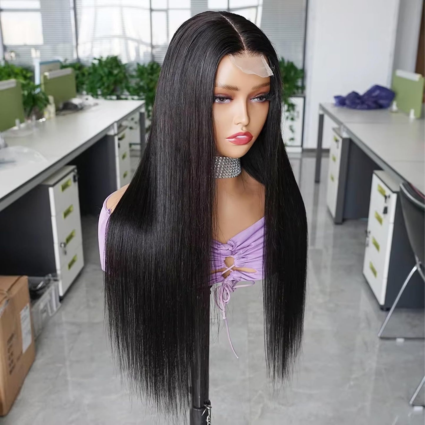 Eubeauty 2 by 6 Kim K Glueless Wigs Human Hair Pre Plucked Easy Cut 22 Inch Middle Part Preference Closure Wig Human Hair 180% Wear and Go Human Hair Wigs for Black Women