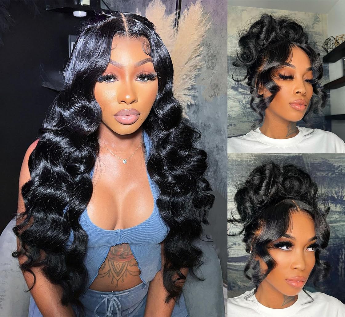 360 Lace Front Wigs Human Hair With Baby Hair Body Wave HD Lace Front Wigs Human Hair 200% Density 360 Lace Front Wigs For Women Brazilian Virgin Human Hair Lace Front Wigs Natural Color (18 Inch)