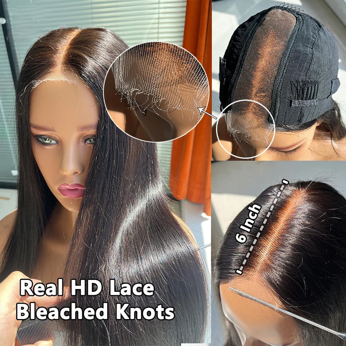 Eubeauty 2 by 6 Kim K Glueless Wigs Human Hair Pre Plucked Easy Cut 22 Inch Middle Part Preference Closure Wig Human Hair 180% Wear and Go Human Hair Wigs for Black Women