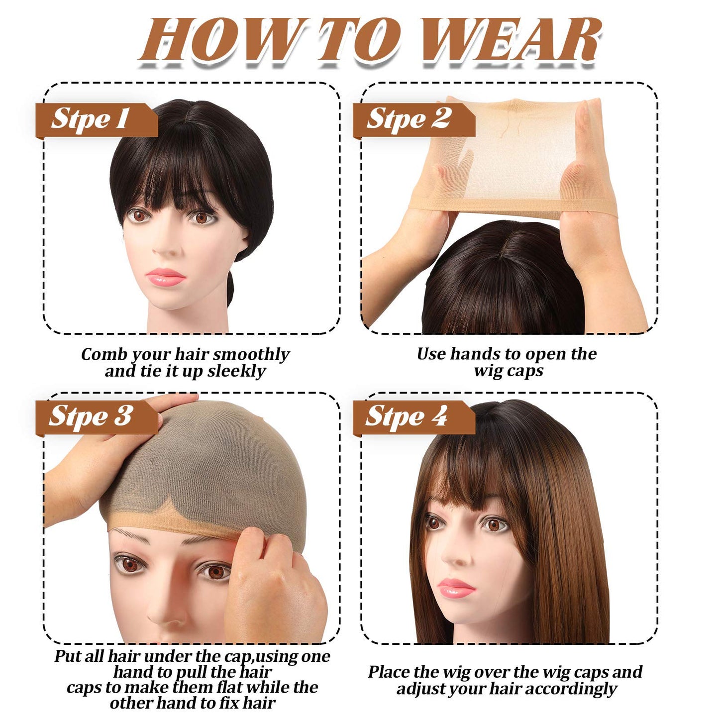 100 Pieces Wig Cap Elastic Medium Nylon Stocking Caps Stretchy Stocking Wig Caps Secure Your Hair, Lightweight, Breathable (Black)