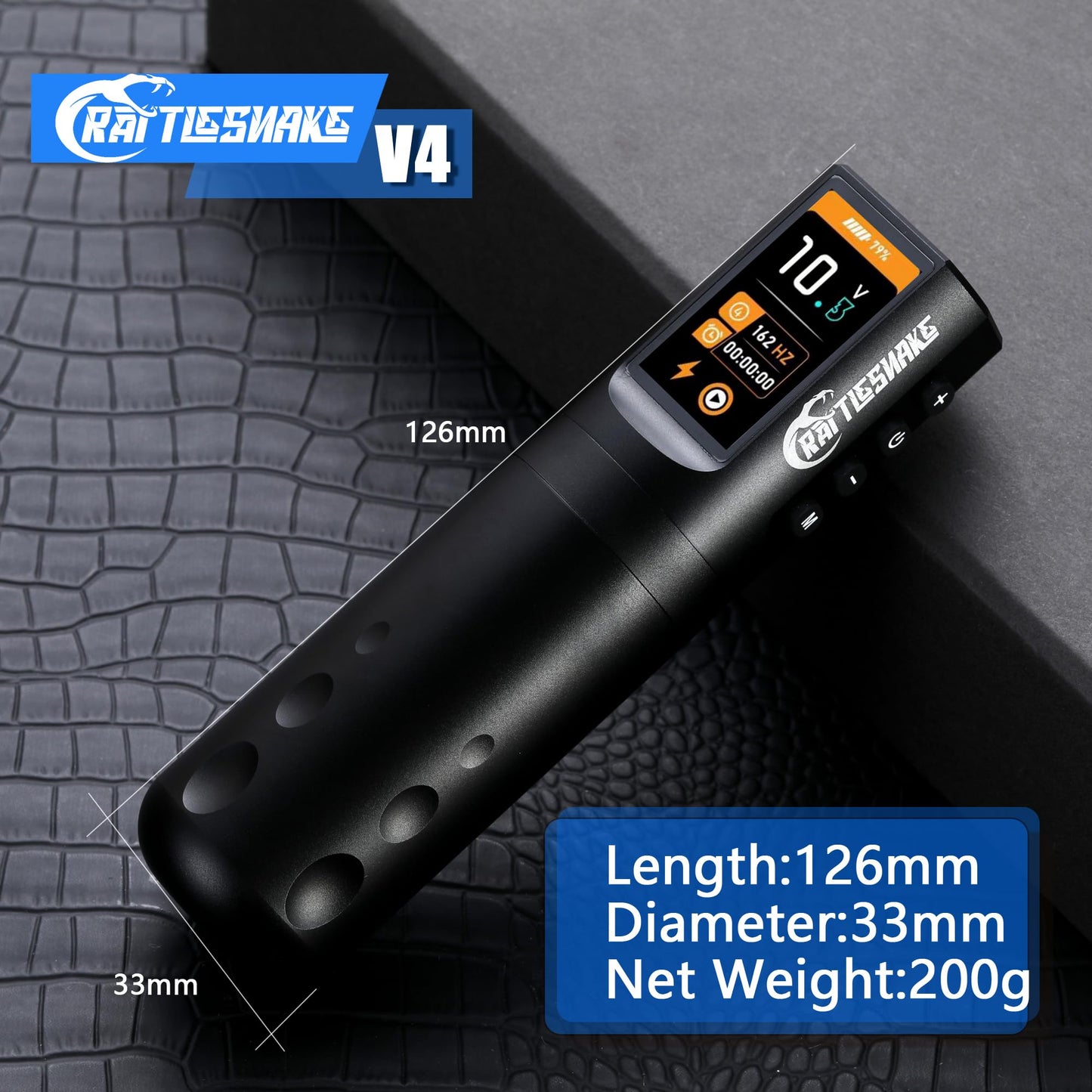 Rattlesnake Rotary Tattoo Machine Pen V4 Digital LED Display 4.2mm Stroke Length