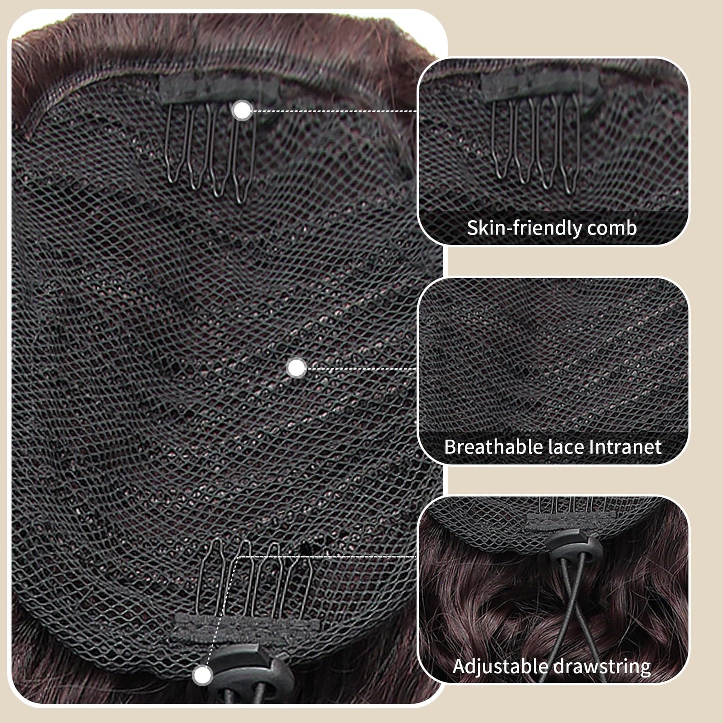 YXCHERISHAIR Ponytail Extension,Curly Wavy Ponytails Ombre Blonde Drawstring Ponytail Hair Extensions for Women Natural Wavy Synthetic Hairpiece(33/27, 18inch)