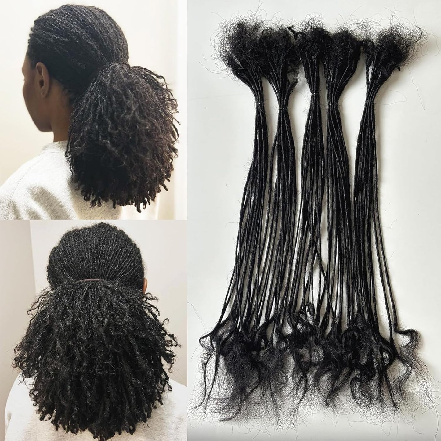 0.2cm Width Dreadlock Extensions 18 inch 50 Strands 100% Permanent Loc Extensions Human Hair Curly Ends Natural Black Curly Locs Human Hair