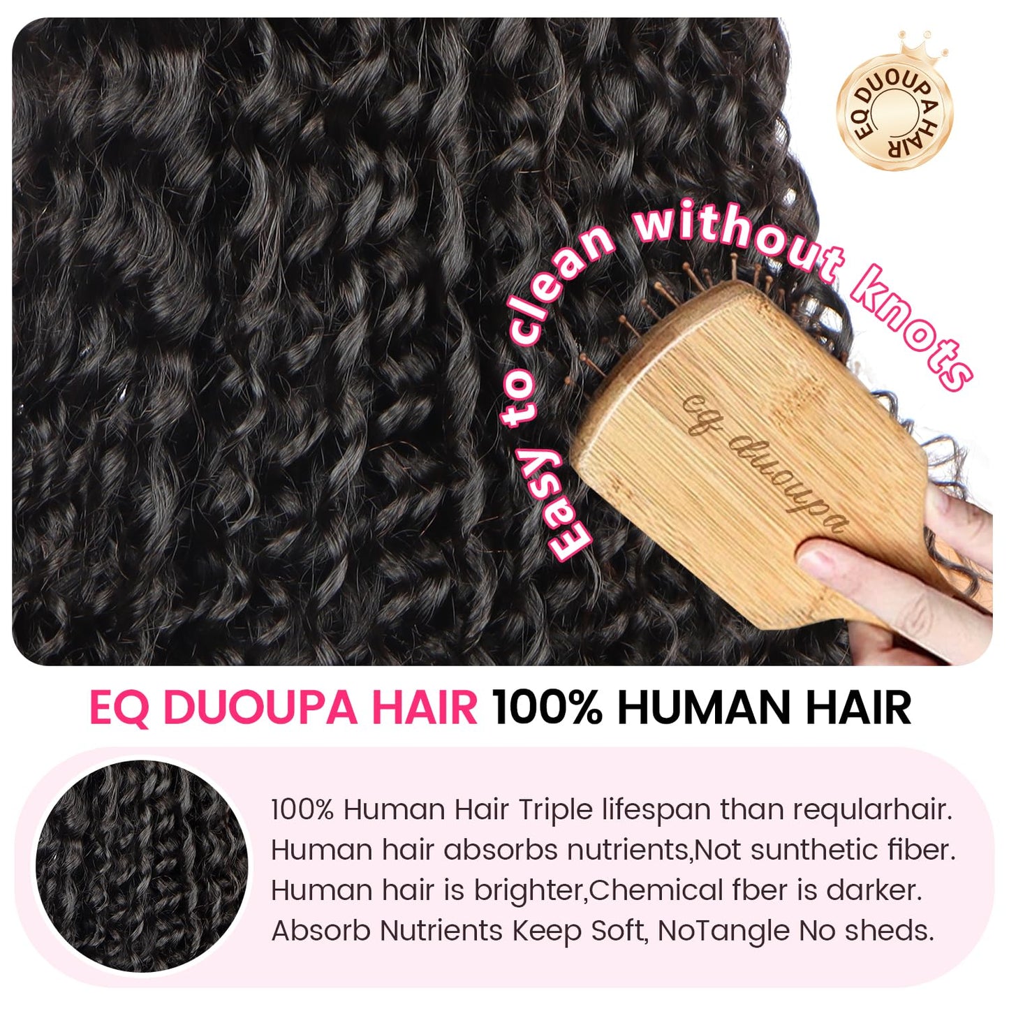 EQ DUOUPA Water Wave 13x6 Lace Front Wigs Human Hair Pre Plucked with Baby Hair 180 Density Curly HD Transparent Lace Frontal Wigs Wet and Wavy Human Hair Wig for Women (180 Density, 20 Inch)
