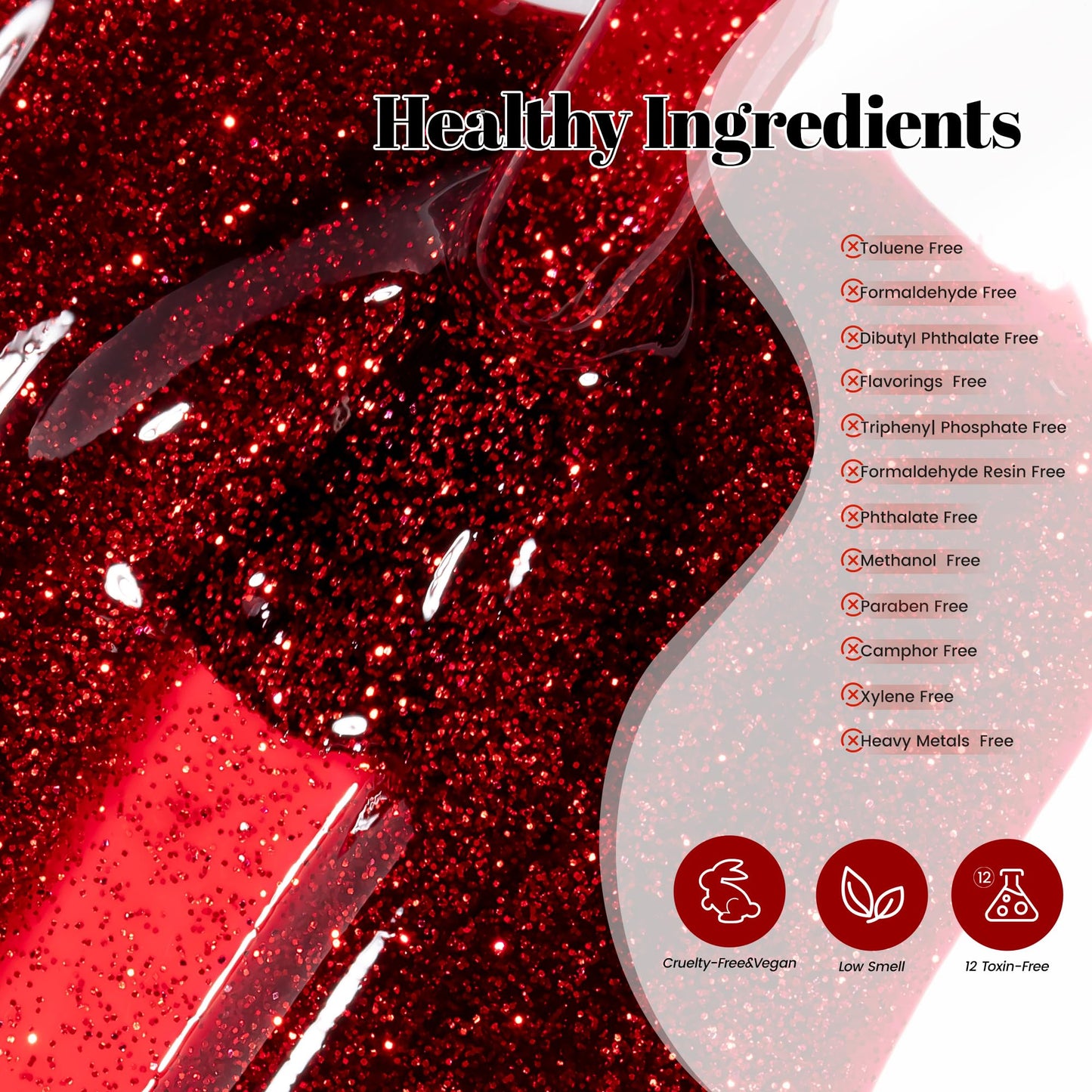 YTD Likomey Gel Nail Polish,15ml Red Glitter UV Nails Gel,Shiny Sparkly Salon Home DIY UV Manicure Nail Art Varnish,SF440