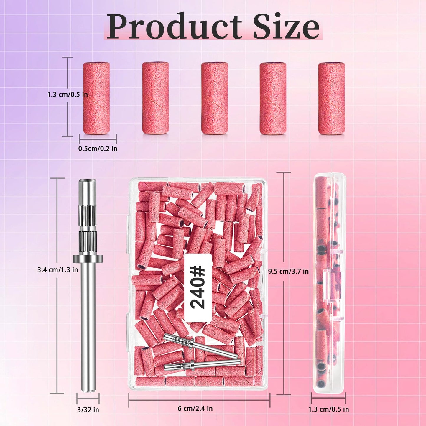 100 Pcs Small Sanding Bands for Nail 240 Grit, Extreme Fine Sanding Bands for Nail with 3.1MM Mandrel Bit, Upgrade Mini Nail Sanding Bands for Natural Nails Acrylic Gel Manicures and Pedicure