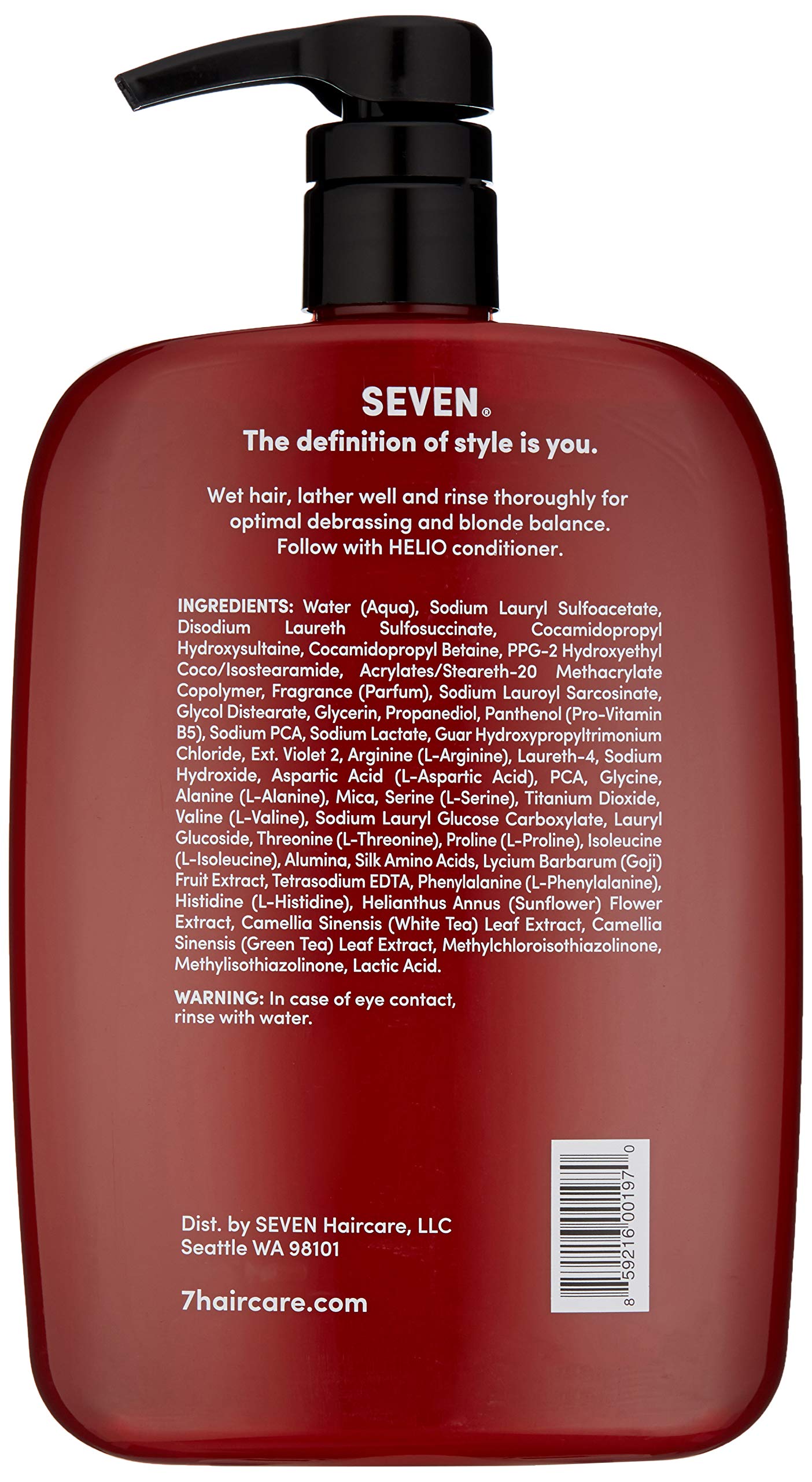 SEVEN Hair Care Rinzu Helio Violet Shampoo for Women & Men with Green Tea & Amino Acid, Purple Shampoo for Blonde Hair & Brassiness, Sulfate + Paraben Free, Cruelty Free, Made in USA, 32 oz