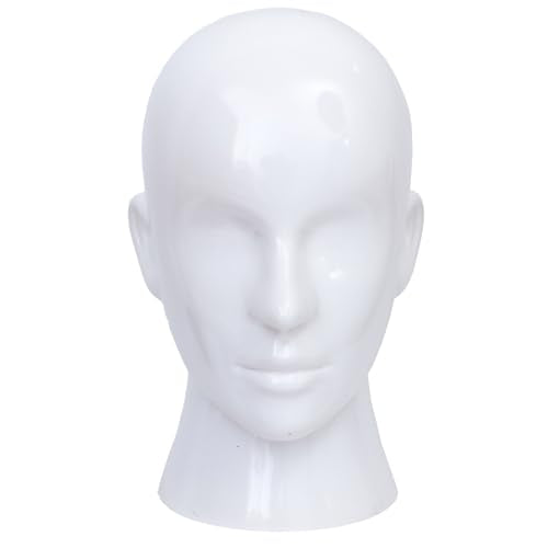 YYQXZG Male Mannequin Head White Professional Mannequin Head PVC Mannequin Head Display for Glasses,Hat,Game Console,Wigs,Headphone (Bright white)