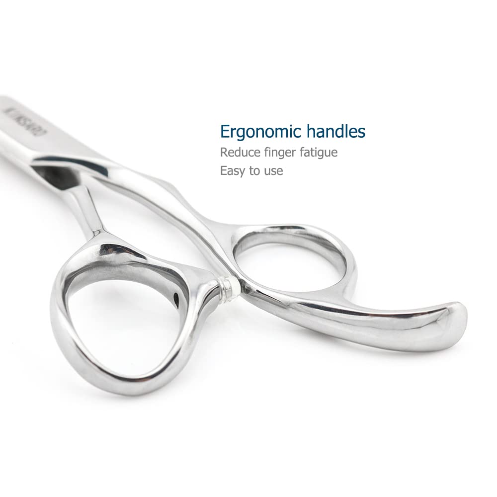 Professional Hair Shears 6" Silvery Blind Hole Sharp Hair Scissors Hair Cutting Scissors Barber Scissors Barber Shears Haircut Scissors Convex Edge 440C KINSARO