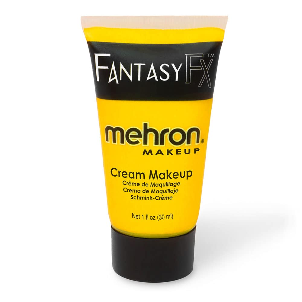 Mehron Makeup Fantasy FX Cream Makeup | Water Based | Halloween | Yellow Face & Body Paint For Adults 1 fl oz (30ml) (YELLOW)