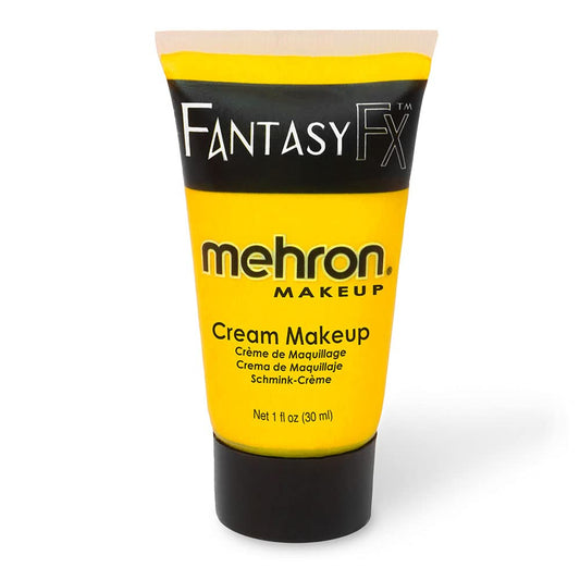 Mehron Makeup Fantasy FX Cream Makeup | Water Based | Halloween | Yellow Face & Body Paint For Adults 1 fl oz (30ml) (YELLOW)