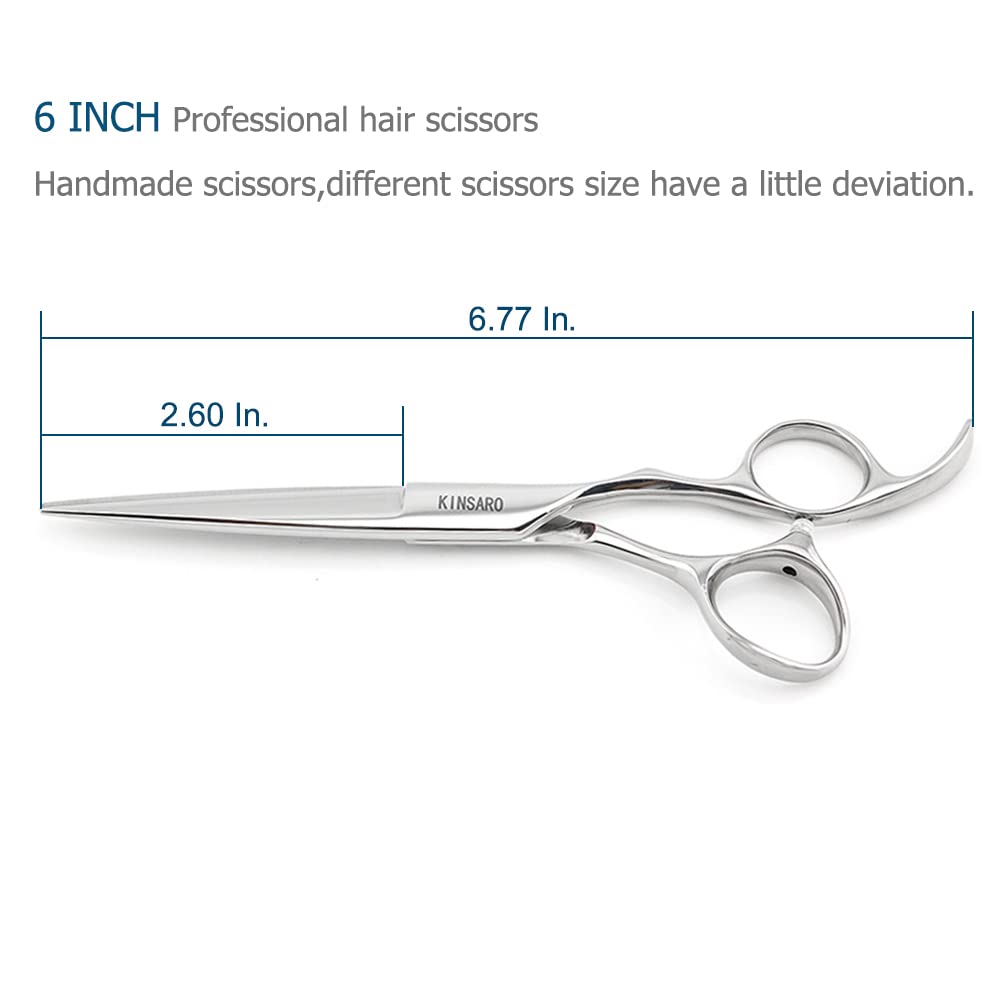 Professional Hair Shears 6" Silvery Blind Hole Sharp Hair Scissors Hair Cutting Scissors Barber Scissors Barber Shears Haircut Scissors Convex Edge 440C KINSARO
