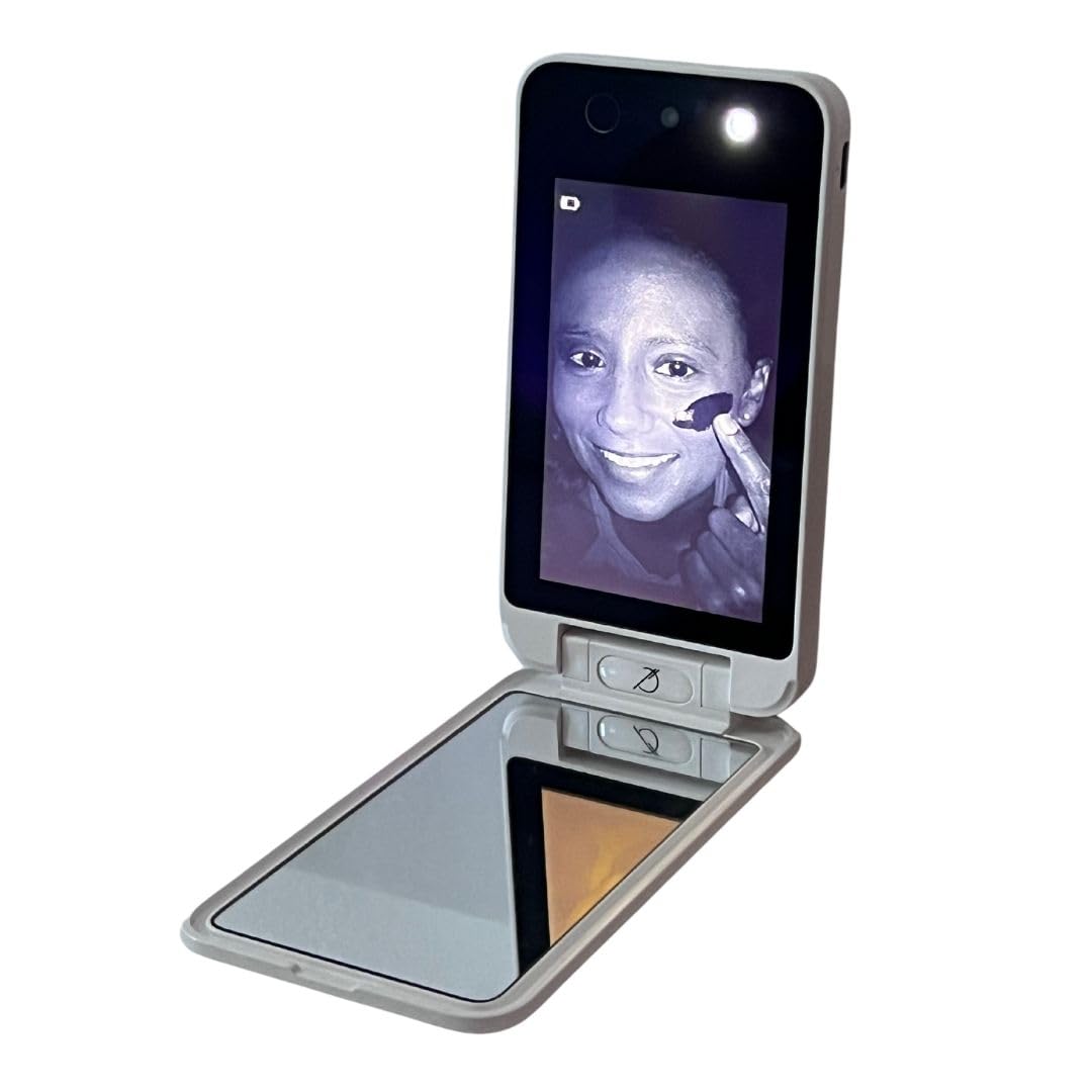 Bluestone Sunshield Sun Smart UV Makeup Mirror - Makeup Vanity Mirror, Ideal for Travel with Advanced Sun Protection Detection, USB Charging, Backup Power