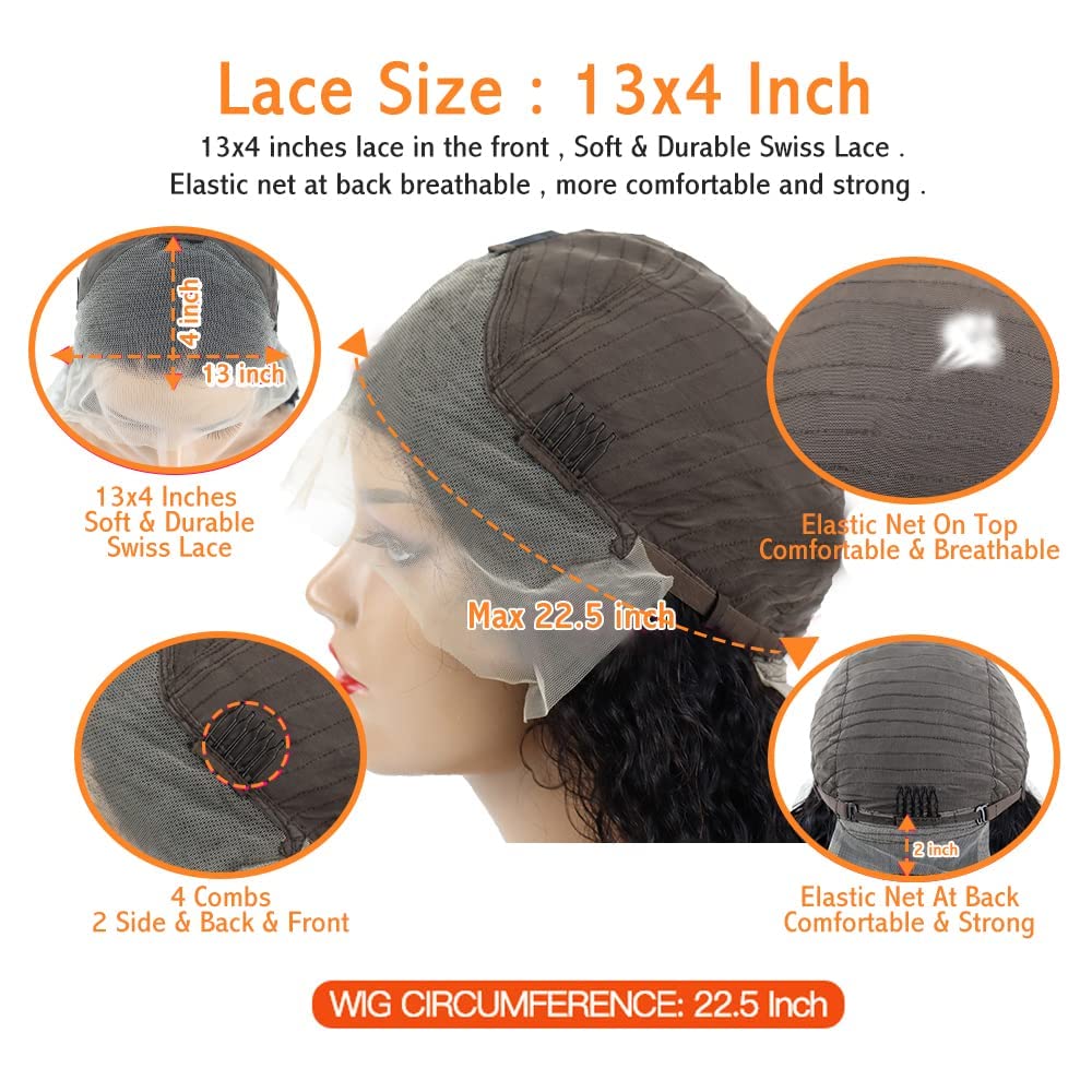 YOUFA 13x4 Body Wave Lace Frontal Wig Pre Plucked Hairline with Baby Hair Glueless 180% Density Transparent Lace Front Human Hair Wigs for Black Women Natural Color (24 inch)