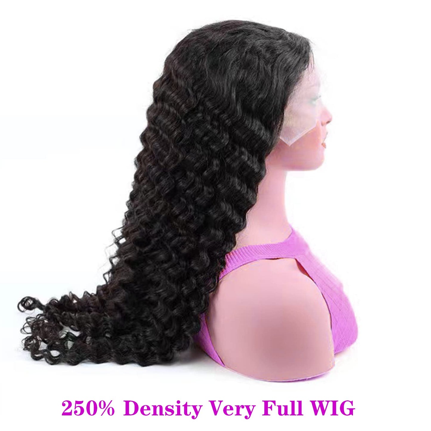 yuccy 250% Density Deep Wave Lace Front Wigs Human Hair13×4 Deep Curly Lace Front Wigs Human Hair Wigs for Black Women Brazilian Wig Glueless Pre Plucked with Baby Hair