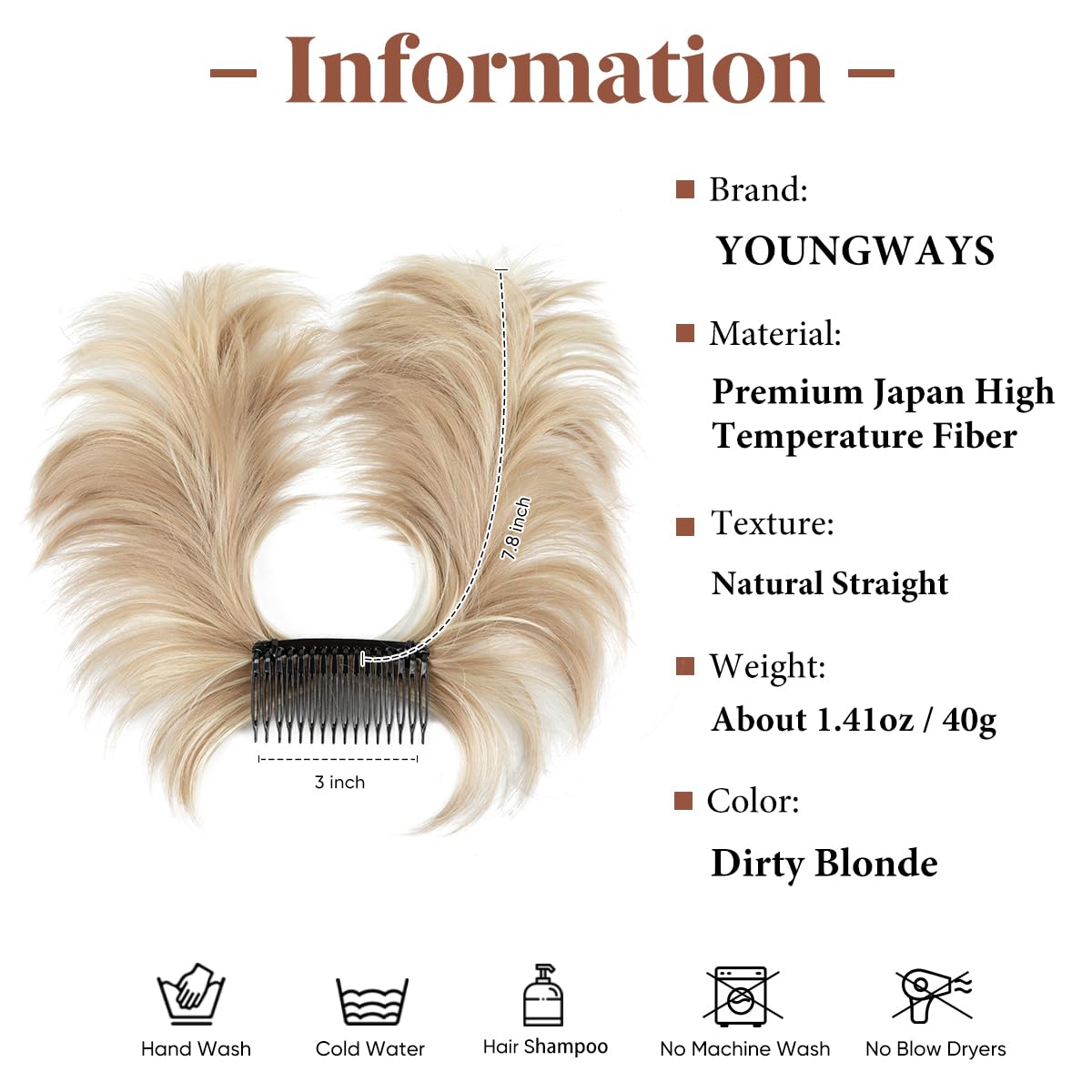 youngways Messy Bun Hair Piece Side Comb Clip in Hair Bun Hairpiece for Women Short Natural Straight Versatile Adjustable Styles Easy Hair pieces (Dirty Blonde-S)